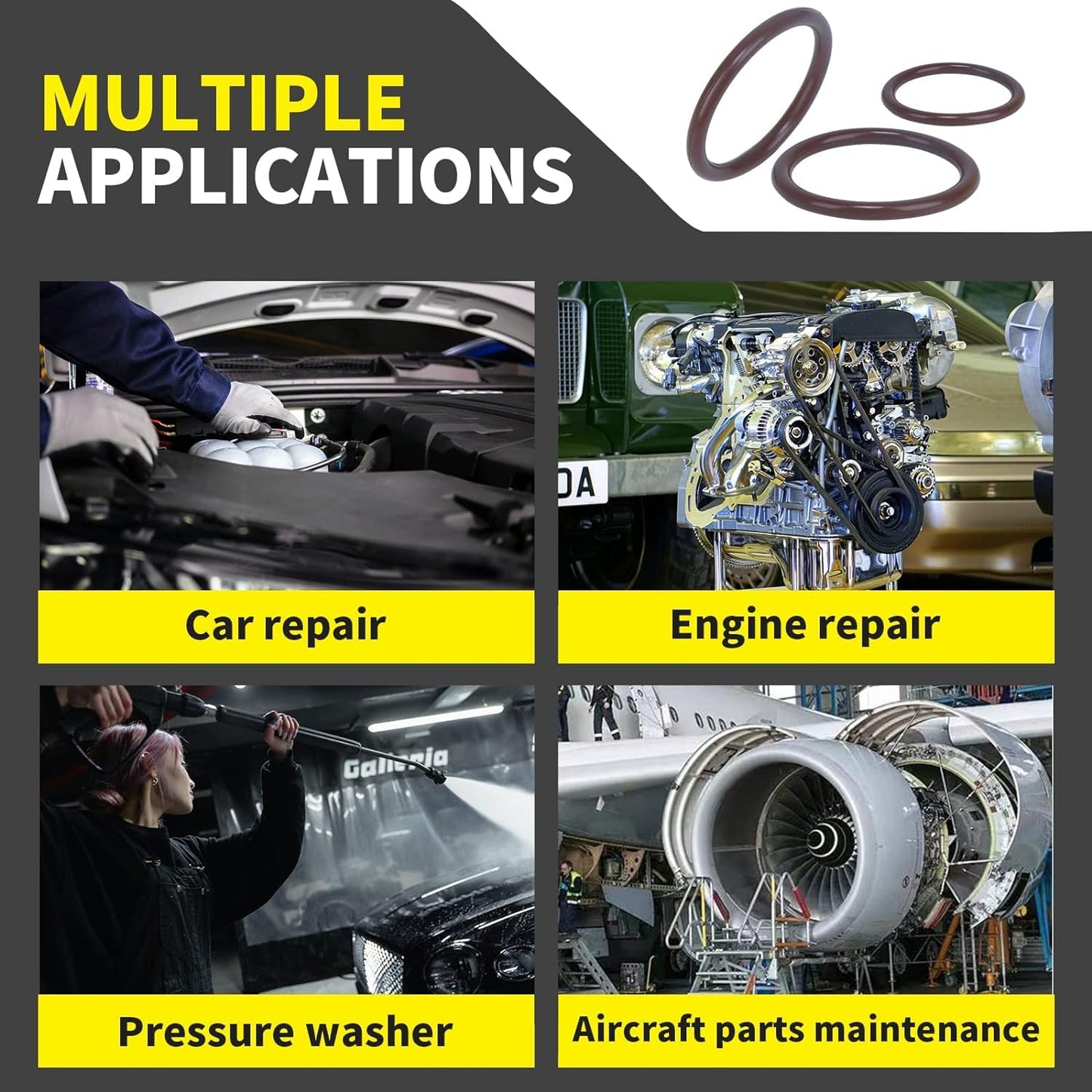 Juego de Piezas Métricas FKM Viton de 30 Tamaños Verde Fluorocarbono más Resistentes para Automóviles y Motores