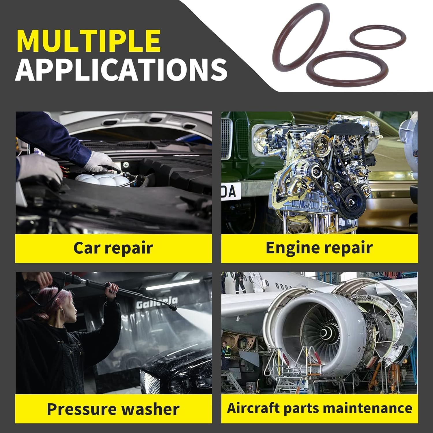 Juego de Piezas Métricas FKM Viton de 30 Tamaños Verde Fluorocarbono más Resistentes para Automóviles y Motores