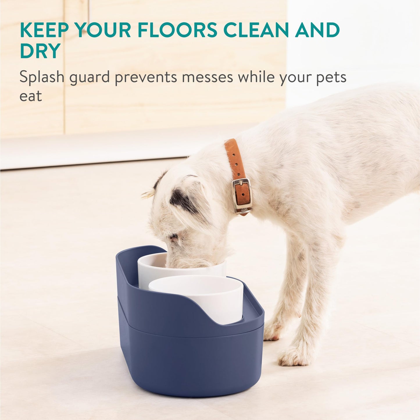 Set de Comederos Elevados Navaris Azul Marino con Soporte para Mascotas 2x Tazones 2,3 Litros para Perros y Gatos