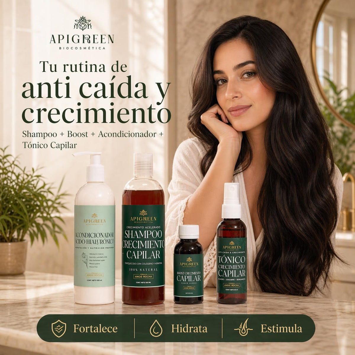 Kit Capilar Anticaída Apigreen Boost para Crecimiento y Fortalecimiento del Cabello