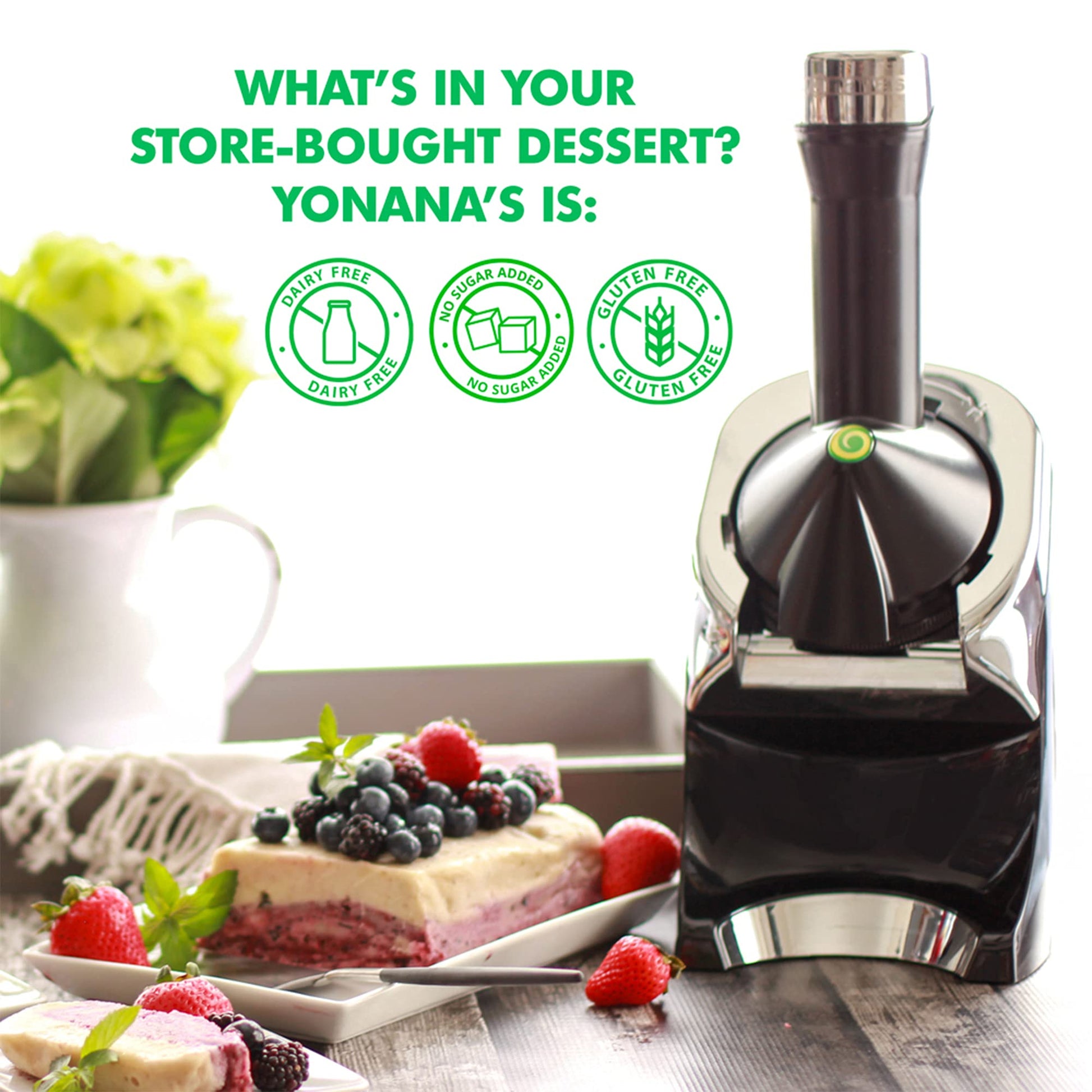 Postres de Fruta Suave Veganos Yonanas Rosa con 75 Recetas y Tecnología sin BPA