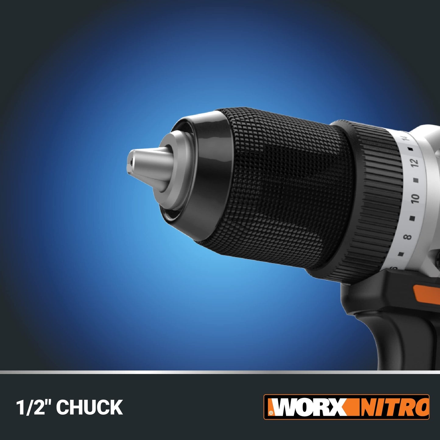 Worx Nitro - Taladro inalámbrico de 20 V de 1/2 pulgadas con motor sin escobillas, juego compacto y ligero de solo 6 pulgadas y 3 libras, solo herramienta WX130L.9 compatible con Power Share