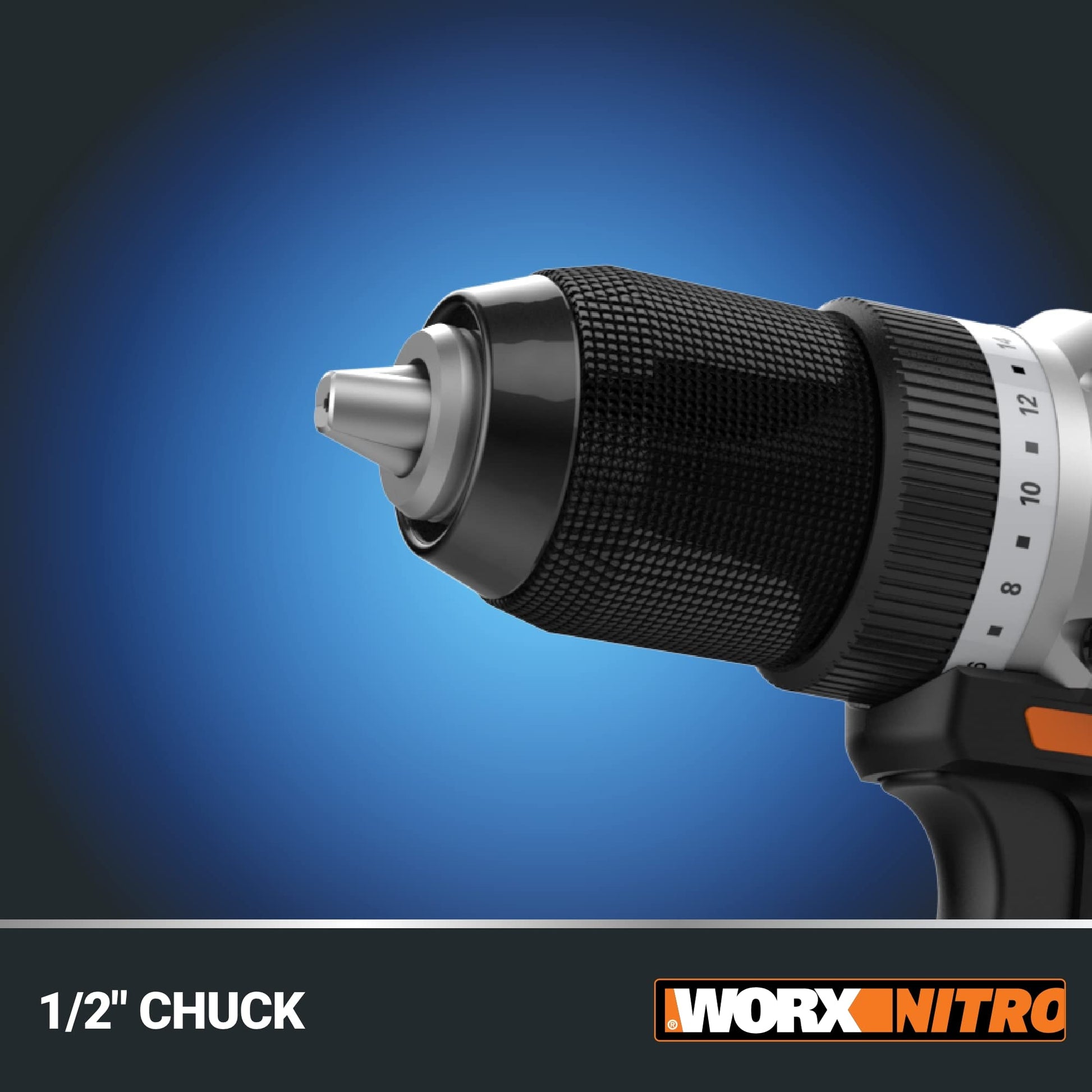 Worx Nitro - Taladro inalámbrico de 20 V de 1/2 pulgadas con motor sin escobillas, juego compacto y ligero de solo 6 pulgadas y 3 libras, solo herramienta WX130L.9 compatible con Power Share
