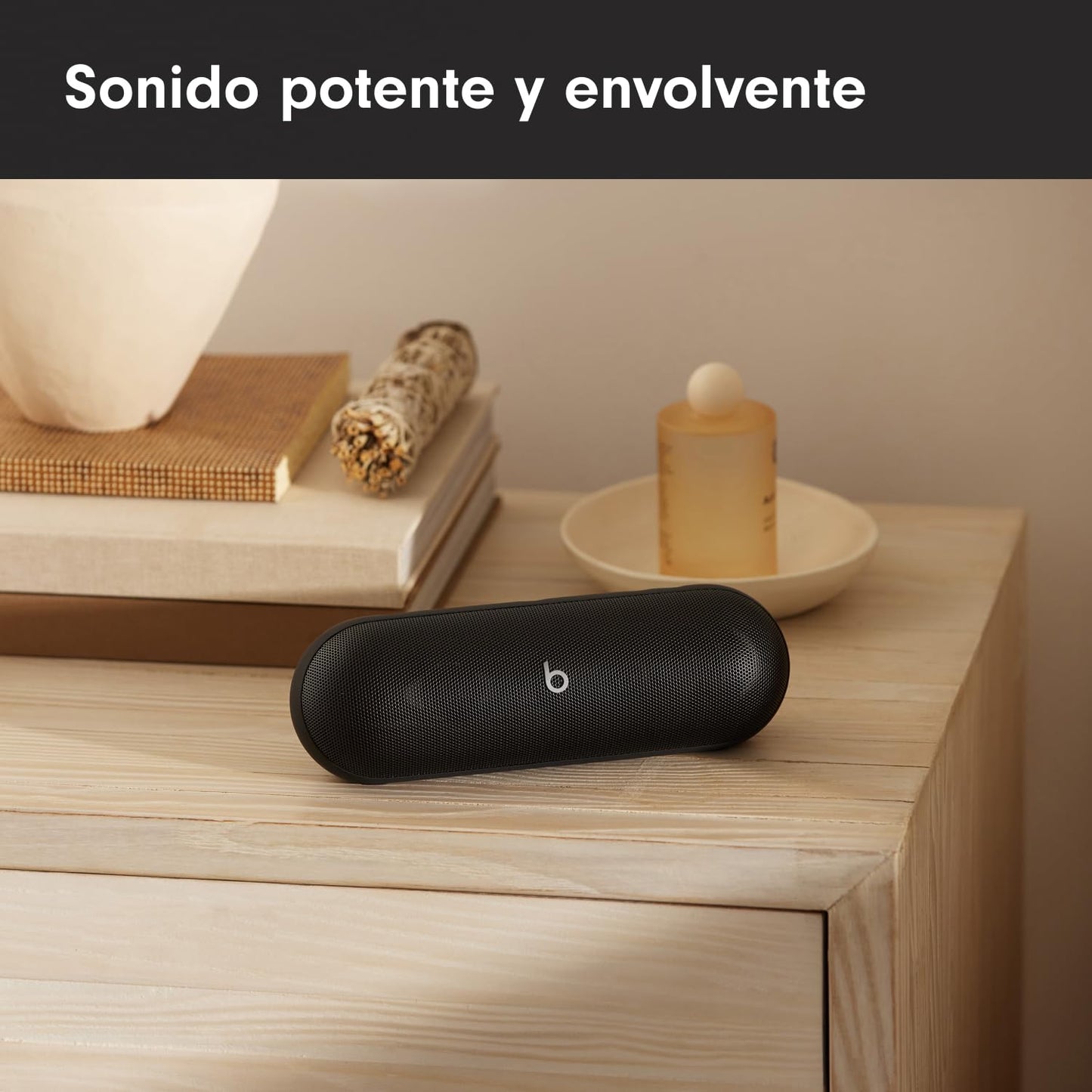 Beats Pill (Última versión)– Altavoz Bluetooth portátil, hasta 24 Horas de batería, Resistente al Agua, Compatible con Apple y Android, Sonido Potente para el hogar, Exteriores y Viajes– Negro Mate