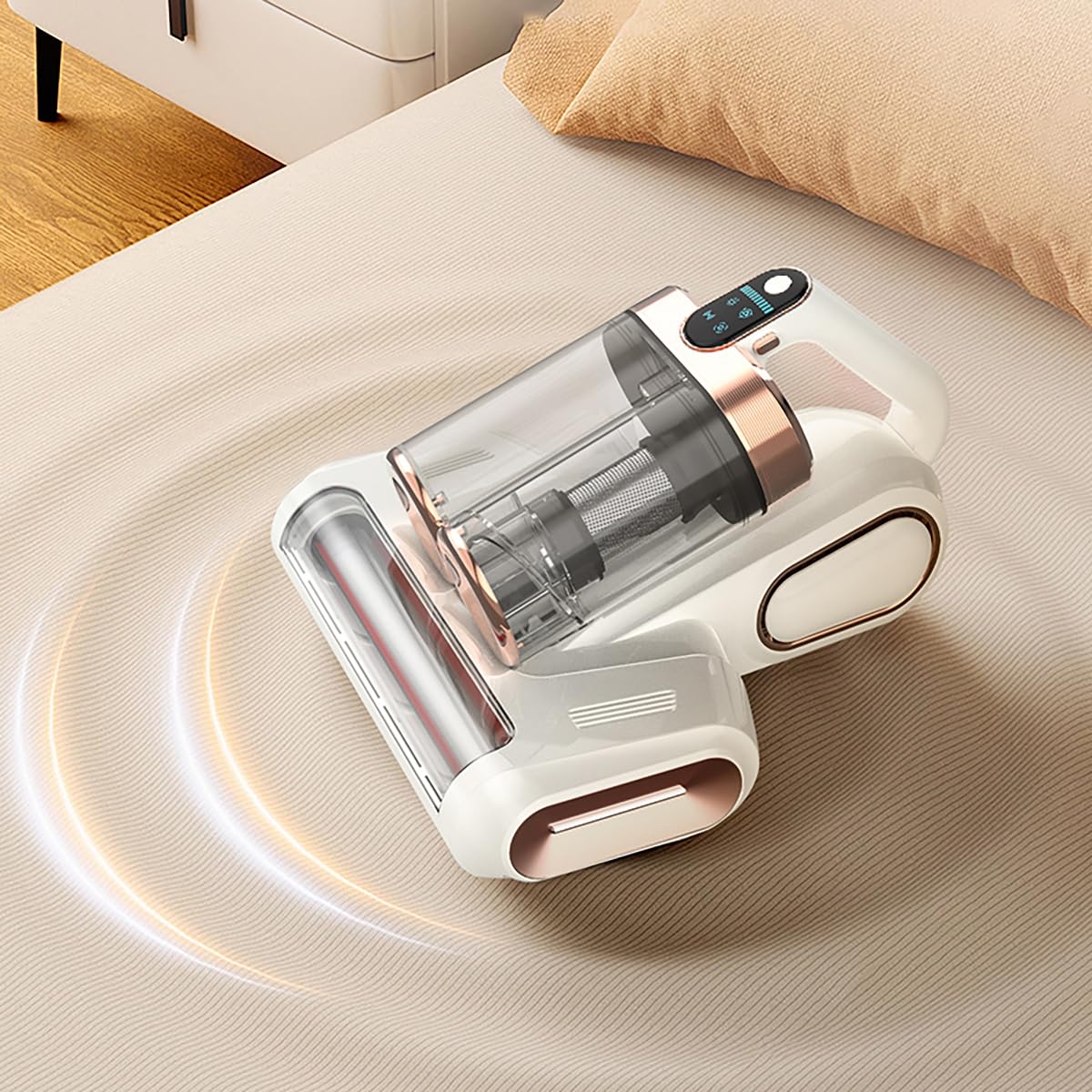 Limpiador de colchón inalámbrico de doble taza, succión de 18 Kpa, luz UV-C de 253,7 nm y tecnología ultrasónica de rotación de 80000 Rpm, aspiradora portátil de mano para limpieza de cama/sofá de