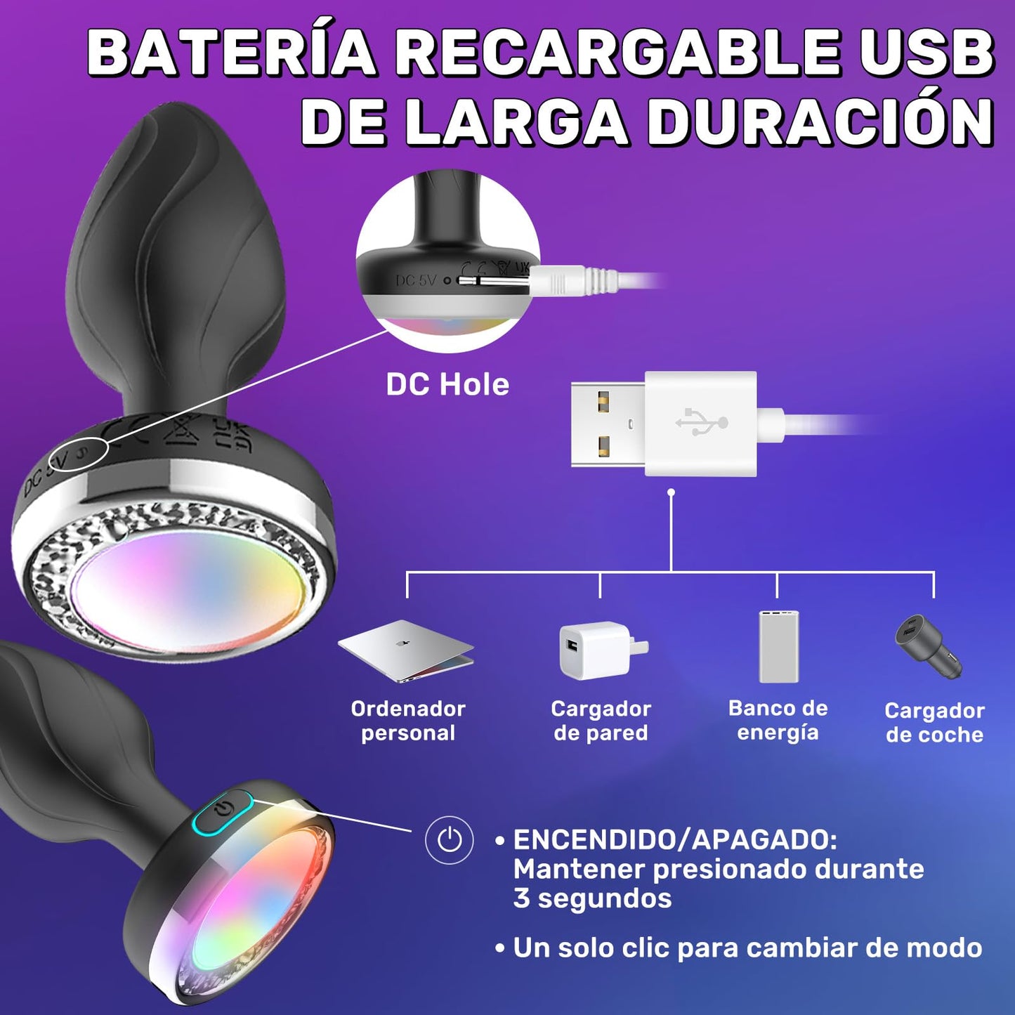 Vibrador Anal ZEZELIFE Negro Control por APP Inteligente con 9 Modos para Mujer y Hombre