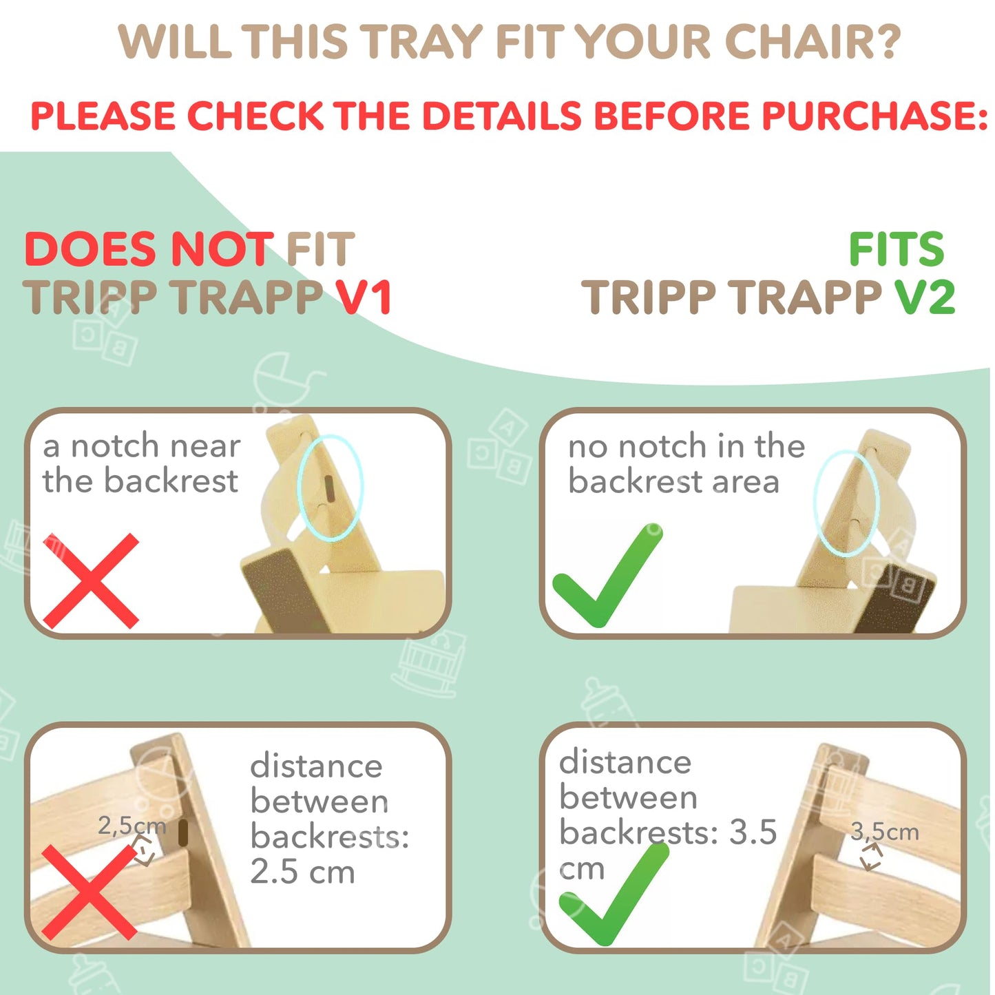 Bandeja para silla alta compatible con silla Stokke Trip Trap, diseño curvado ergonómico, rosa polvoriento brillante, sin BPA, fácil de montar