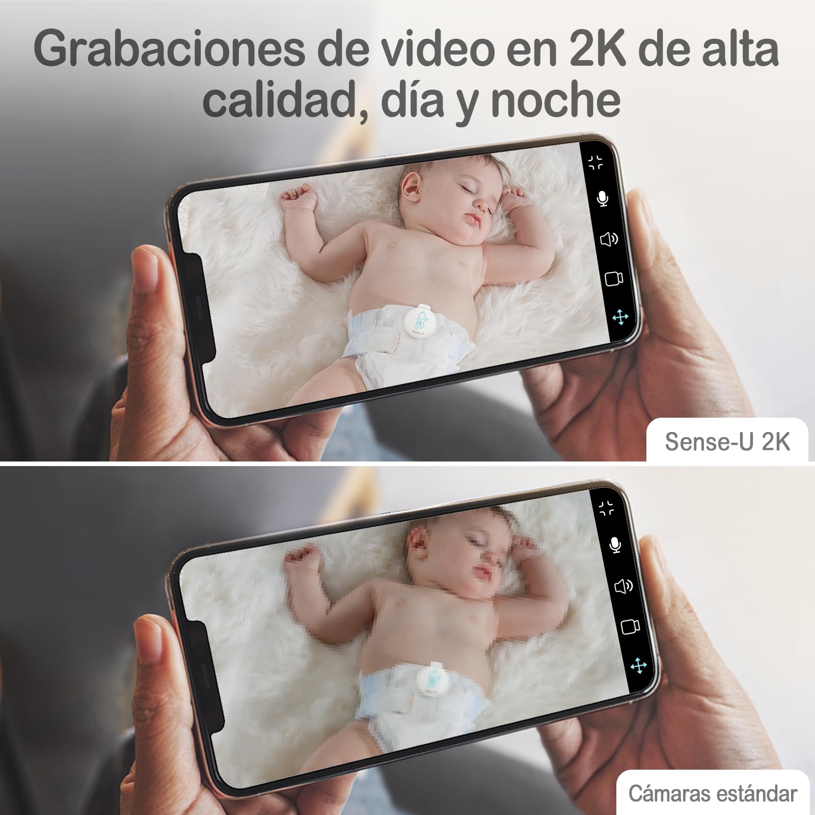 Monitor de Bebé Sense-U Video con Cámara Remota Pan-Tilt-Zoom en Visión Nocturna y Audio de Fondo sin Cargo Mensual