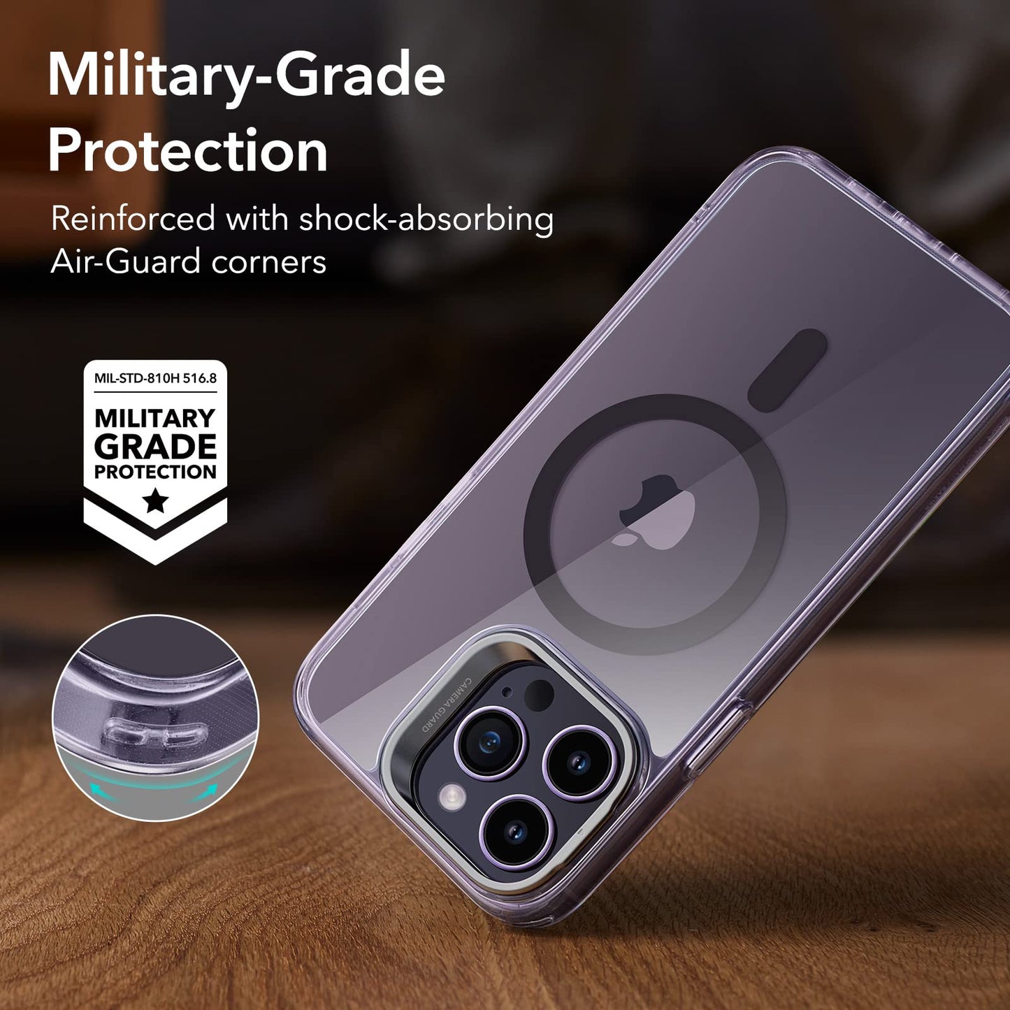 ESR - Funda para iPhone 14 Pro MAX, Compatible con MagSafe, Soporte de Anillo de cámara Integrado, protección de Grado Militar, Funda magnética para iPhone 14 Pro MAX, Funda clásica con Soporte