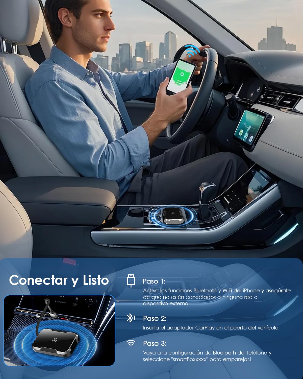 Adaptador CarPlay Inalámbrico NKMSAGE 2026 para Auto
