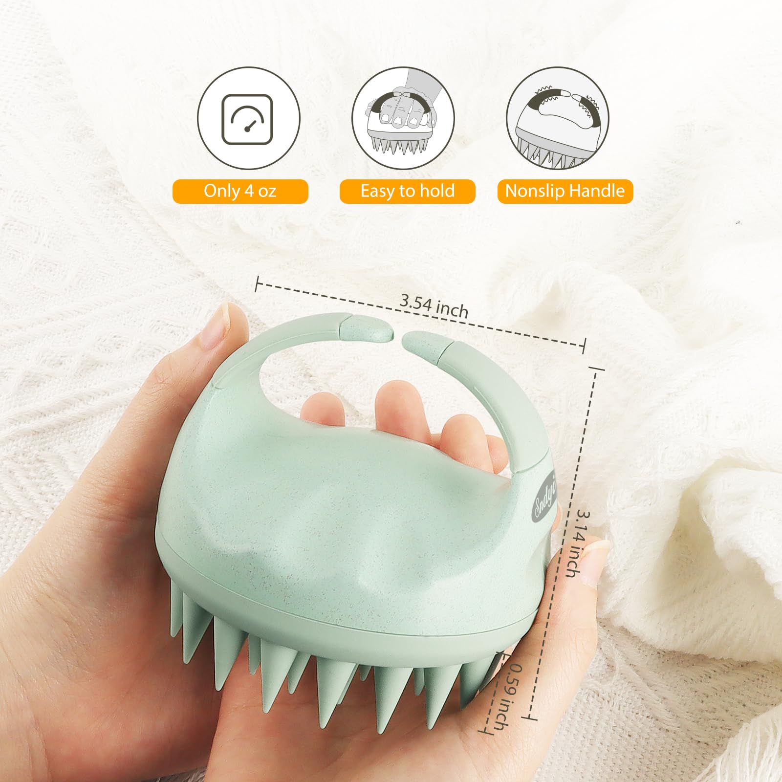 Sndyi Cepillo masajeador de cuero cabelludo, exfoliante de cuero cabelludo con cerdas de silicona suave, exfoliante de cuero cabelludo para eliminación de caspa, masajeador de cuero cabelludo para el crecimiento del cabello, cepillo de cabello seco húmedo