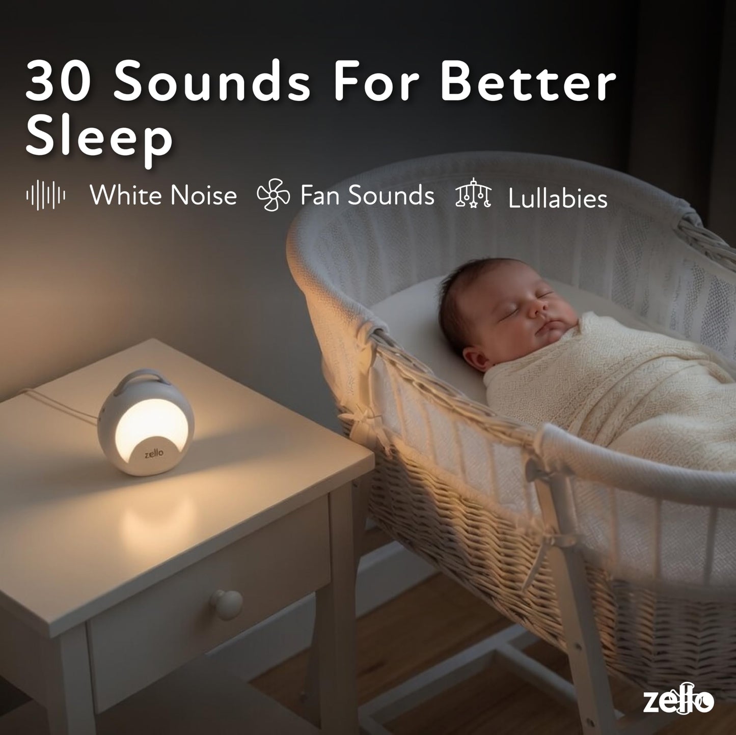 LUMI | YourVoice Portable White Noise Machine | Record Your Own Voice | 30 Soothing Sounds | 7 Colour Moon Night Light | Sleep Timer | USB Rechargeable | Baby Sleep Aid | Sleep Sound Machine