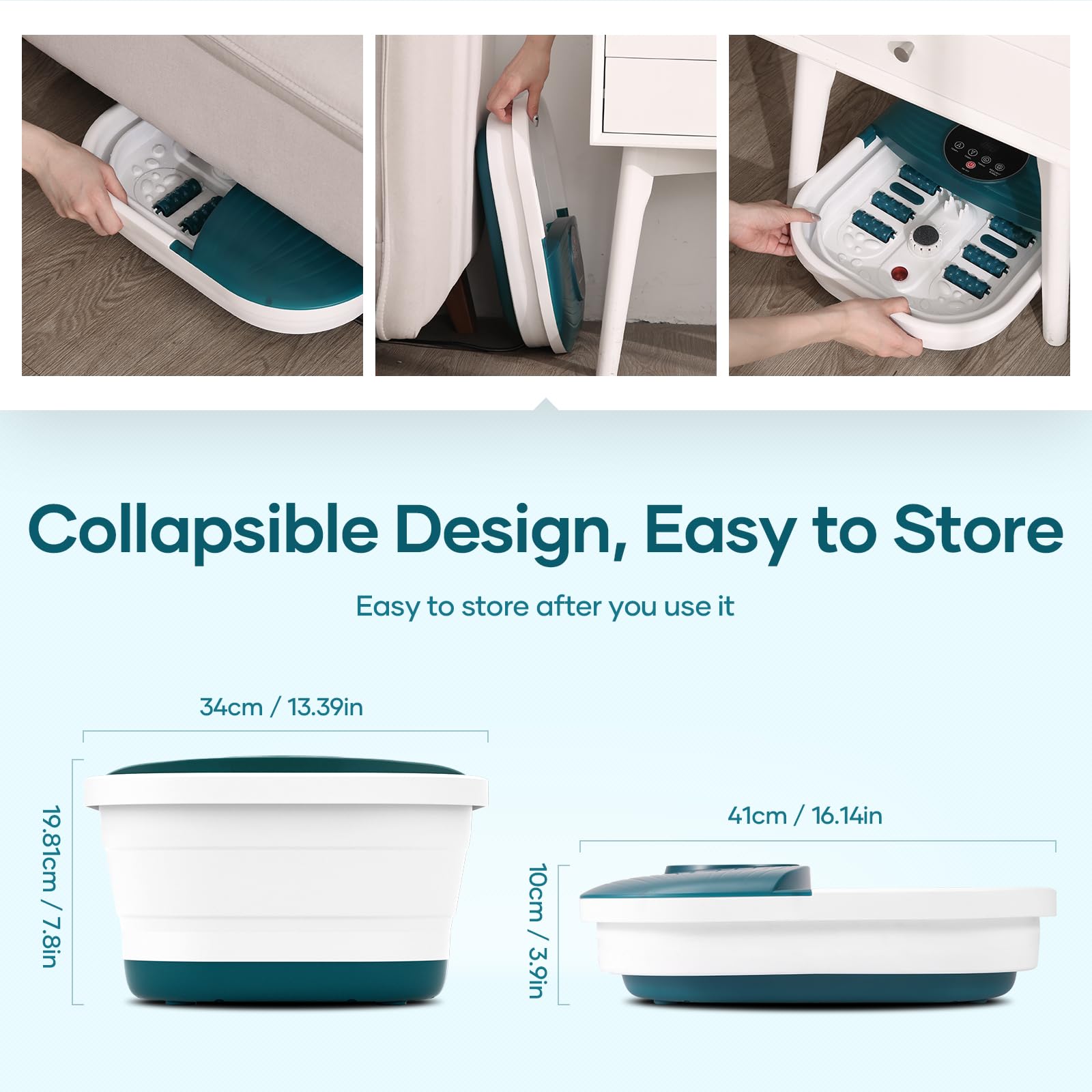 Masajeador Plegable de Spa con Calor Ajustable y Rodillos de Masaje para Pies en Casa