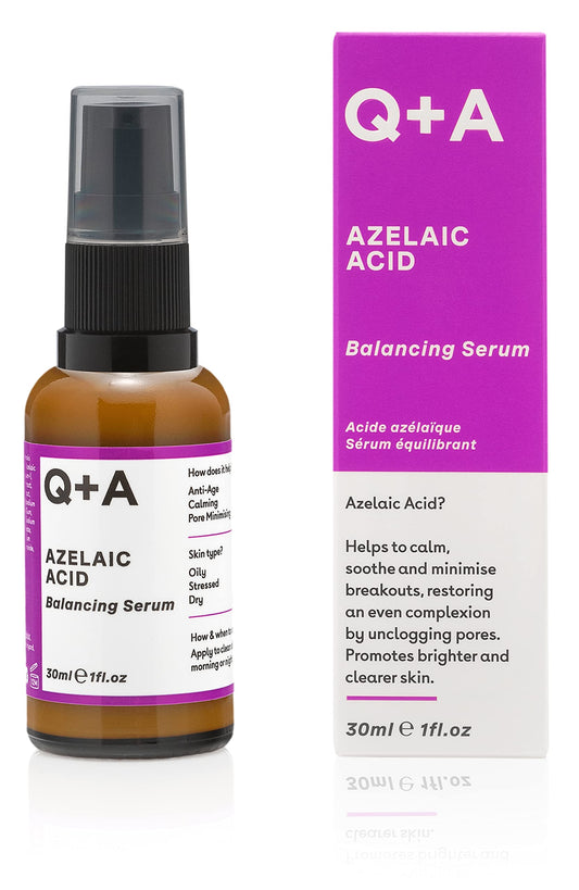 Q+A Sérum Equilibrante de Ácido Azelaico, con Zinc PCA para Minimizar Poros y Antioxidantes para una Piel más Fresca y Suave, 30ml.