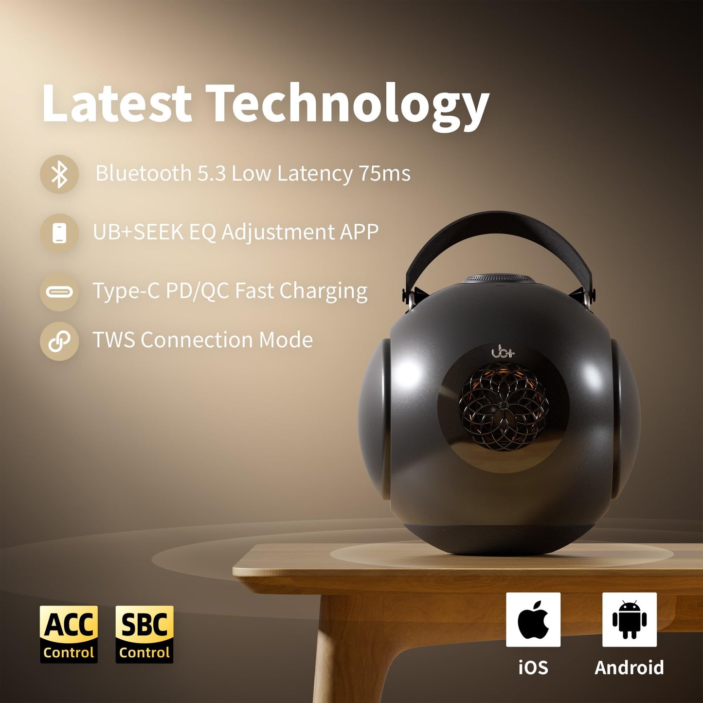 UB+ dB1 Altavoz Bluetooth de Doble Bajo | Sonido Hi-Fi Potente de 40W con Bajos Extremadamente Profundos, 20H de Tiempo de Reproducción, Resistente al Agua IPX5 y TWS (Gris Metálico Satinado