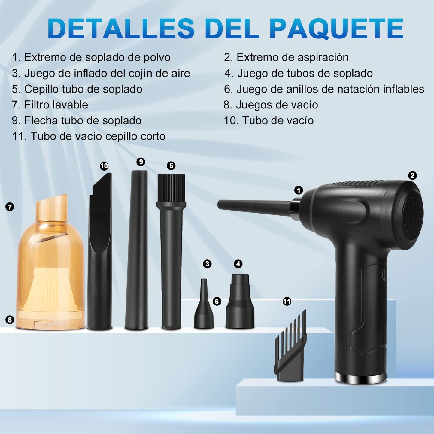 Soplador de Aire Recargable Plumero de Aire Eléctrico 2 en 1 para Limpiar Ordenadores y Aparatos Electrónicos