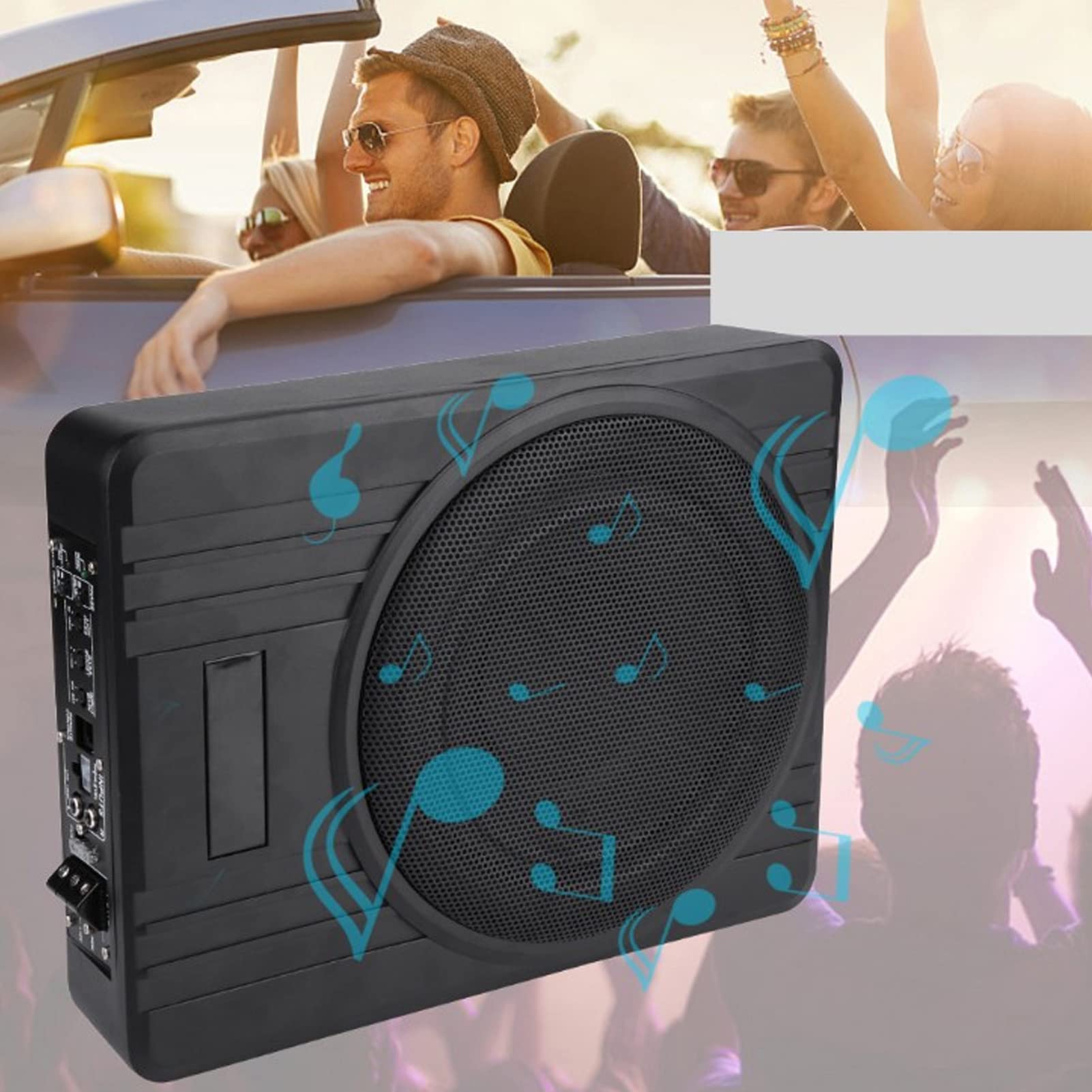 Subwoofer Compacto para Debajo del Asiento de 800 W, 10 Pulgadas, Subwoofer Delgado de 13,6 X 10,2 X 2,7 Pulgadas para Camión, Subwoofer para Automóvil, Amplificador Delgado,