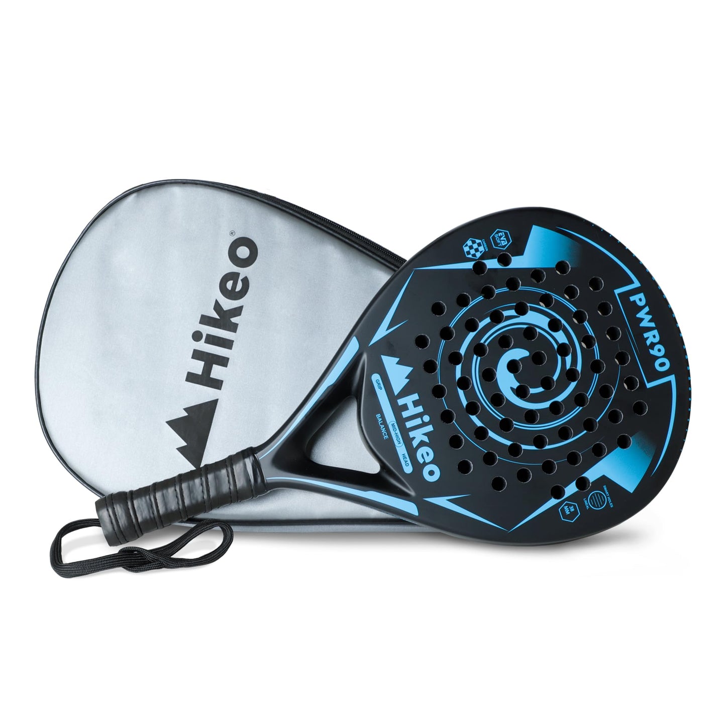 Hikeo Pala de Pádel con Funda, 3 Pelotas y Grip, Kit de Raqueta para Pádel Fabricada con Espuma EVA Flexible y 100% Fibra de Carbono, Resistente y Ligera, para Principiantes e Intermedios