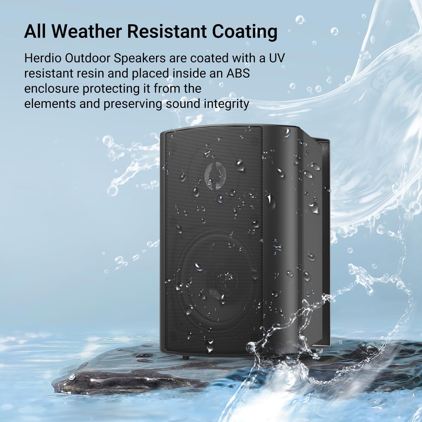 Herdio - Altavoces de Pared con Bluetooth para Exteriores e Interiores (Negro)