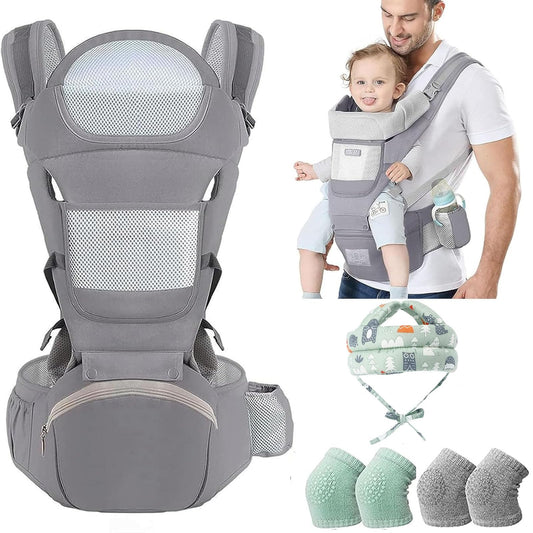Cangurera para Bebe Ergonómica - Mochila Portabebé con Asiento de Cadera y Diseño Transpirable, Ajustable y Multifuncional para Recién Nacidos y Niños Pequeños - Soporta Hasta 30 kg