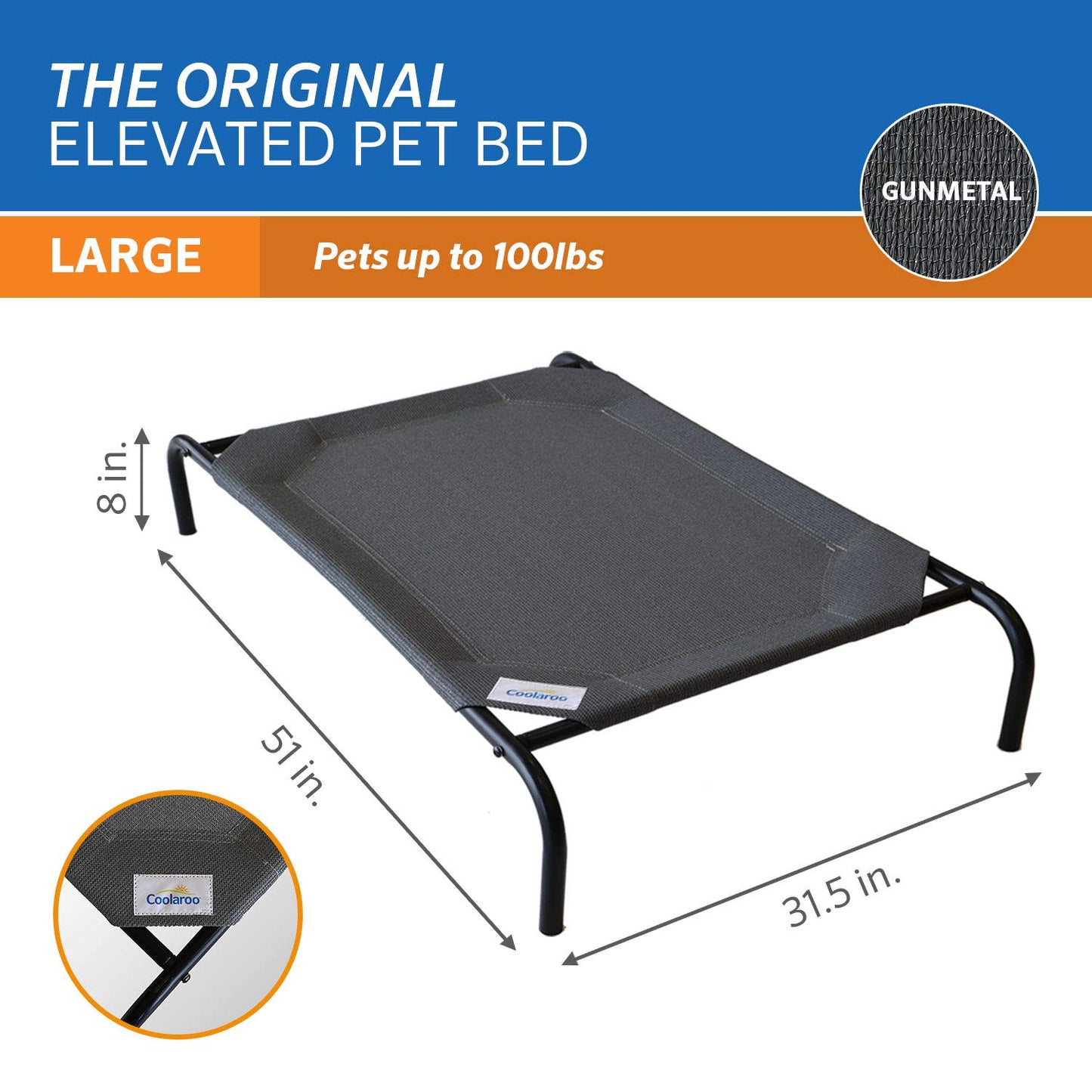 Coolaroo The Original Cama elevada para Mascotas, Color Gris Oscuro