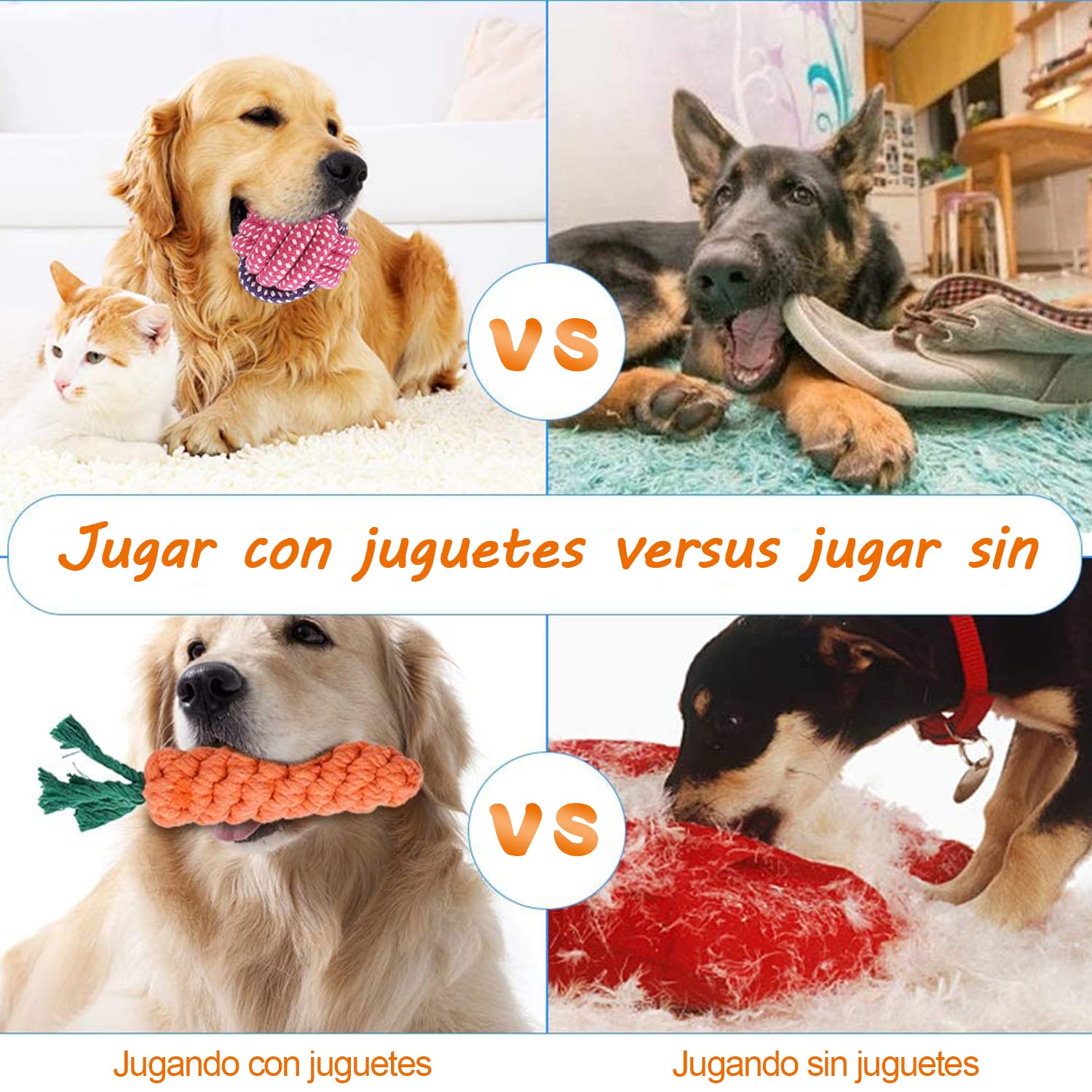 KAMYSEN Contiene 10 Juguetes, Juguete con Correa para Perros, Entrena Dientes de Cachorro para lanzar y Varios Juegos, 100% no tóxico, pequeño Juguete Interactivo para Mascotas de tamaño Mediano.