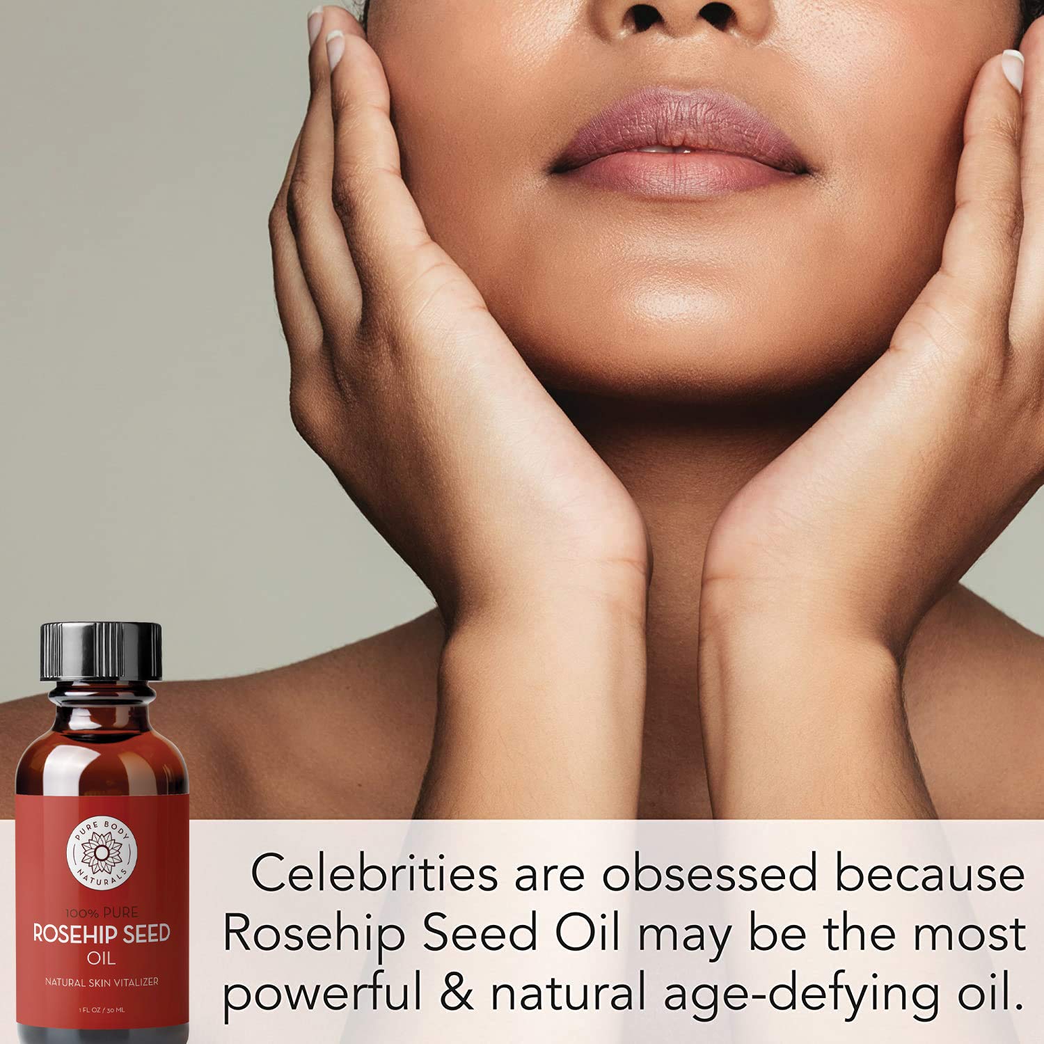 Rosehip Seed Oil, Cold Pressed & 100% Pure Rosehip Oil for Face, Nails, Skin, and Body by Pure Body Naturals, 1 Fl. Ounce