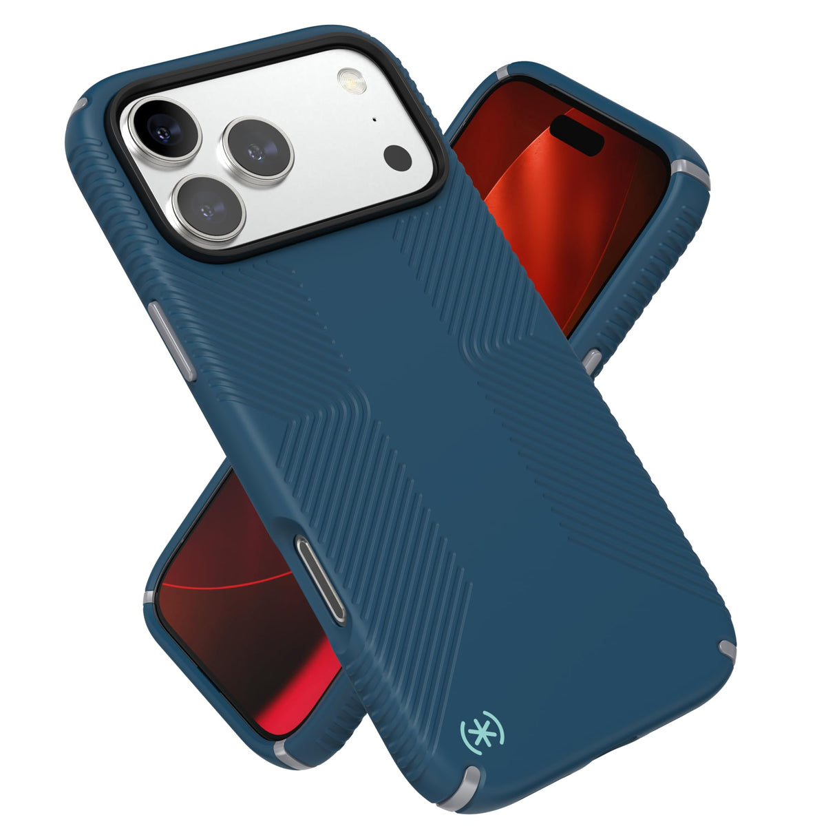 Funda para iPhone 17 Pro Max Speck mar profundo plata metálica azul hechizo compatible con MagSafe