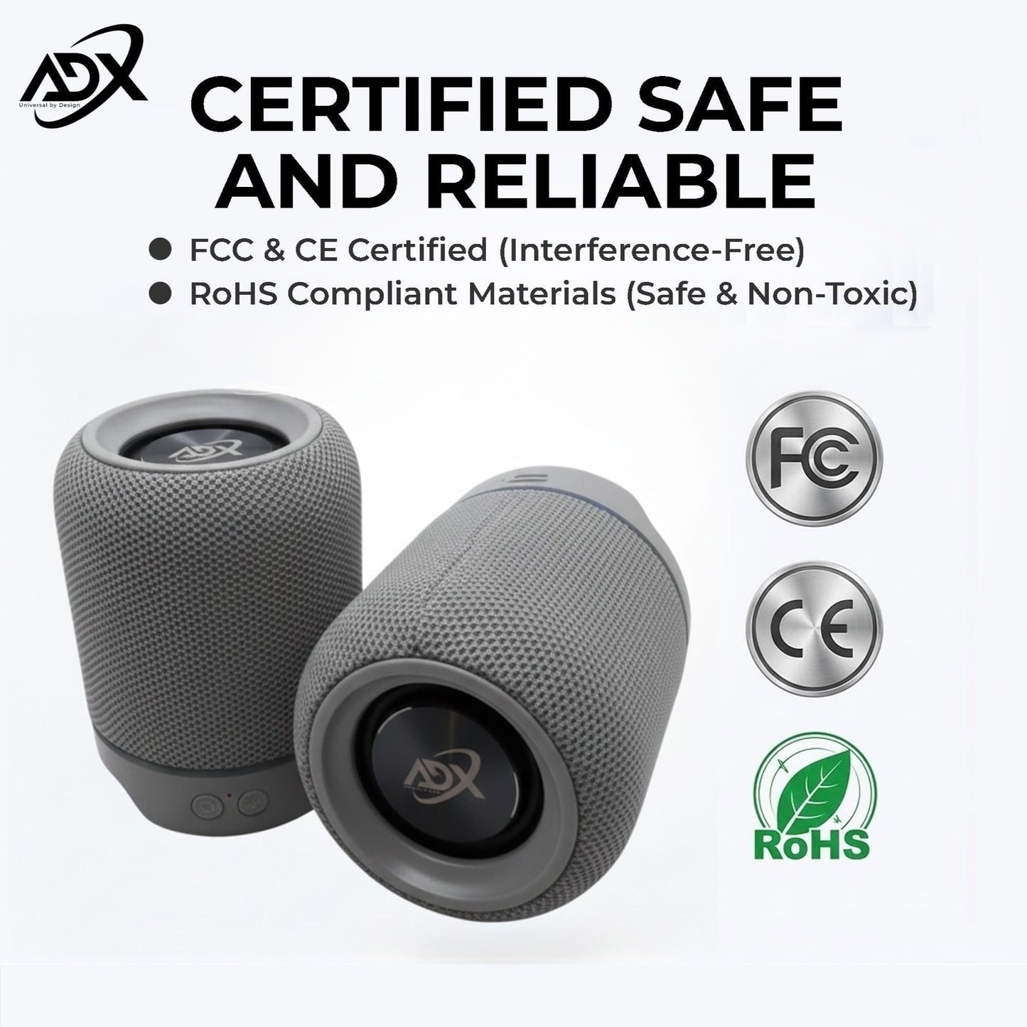 ADX Altavoces estéreo inalámbricos desmontables, controladores duales de 52 mm (gris)