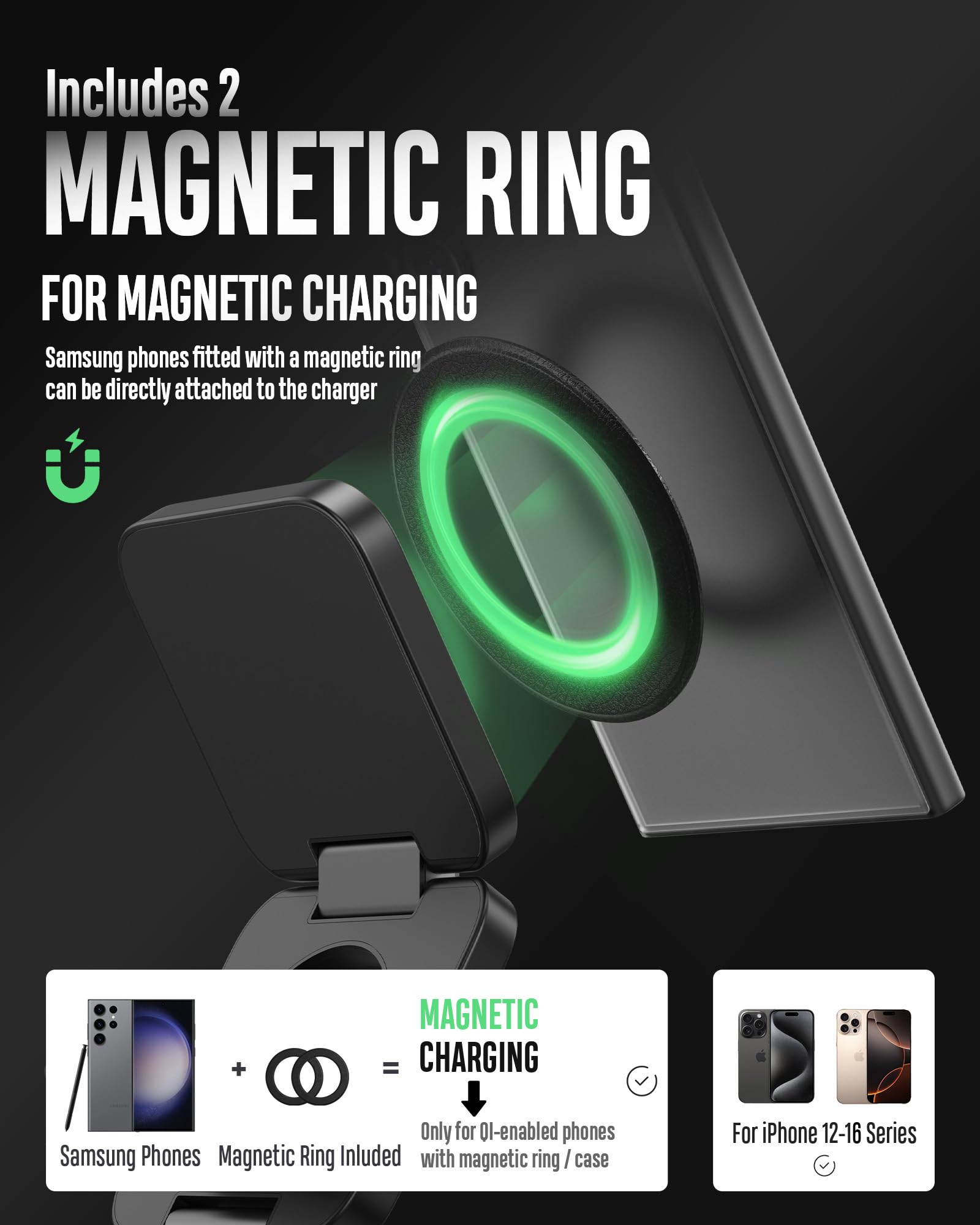 Estación de Carga Inalámbrica KU XIU Plegable Ultra Magnetic para Samsung Galaxy en Viajes
