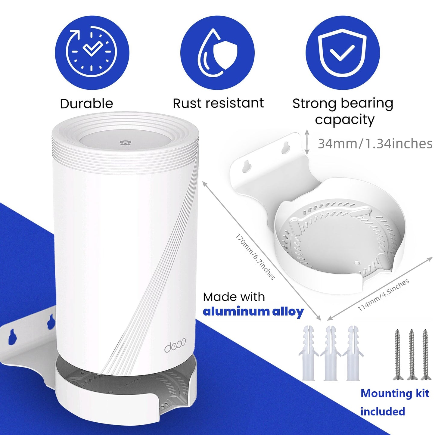 BANGCHEER Soporte de Pared para TP-Link Deco BE63/ BE65/BE10000 Mesh Wi-Fi 7 System, Ahorro de Espacio de Aleación de Aluminio Soporte de (Paquete de 2)