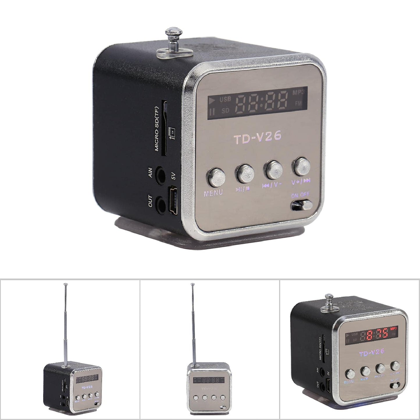 Mini Altavoz Reproductor de Música Digital Con Radio FM, Apoyo Tarjeta TF y Disco USB Para Interior y Exterior
