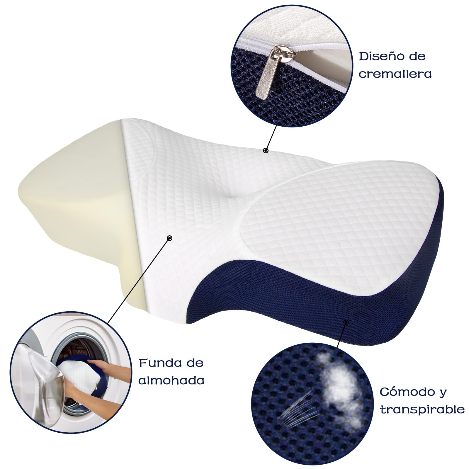 KTMOUW Almohada Memory Foam Almohada Ortopedica Almohada Cervical Almohada Cervical Ergonómica para Todas Las Posiciones para Dormir Almohadas
