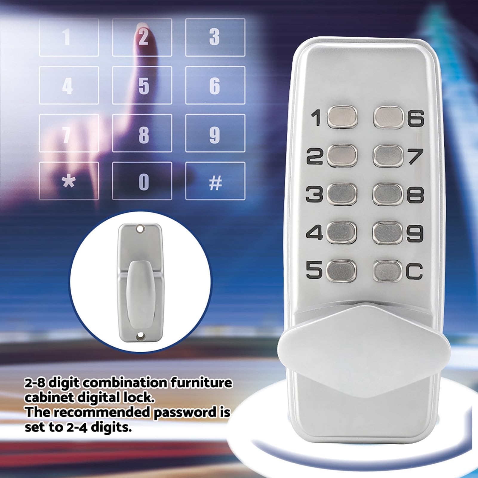 FTVOGUE 2-8 Bloqueo de código Digital mecánico Cerradura sin Llave la Puerta Entrada Teclado Palanca combinación manija contraseña Seguridad para Delantera Puertas Exteriores aleación Zinc