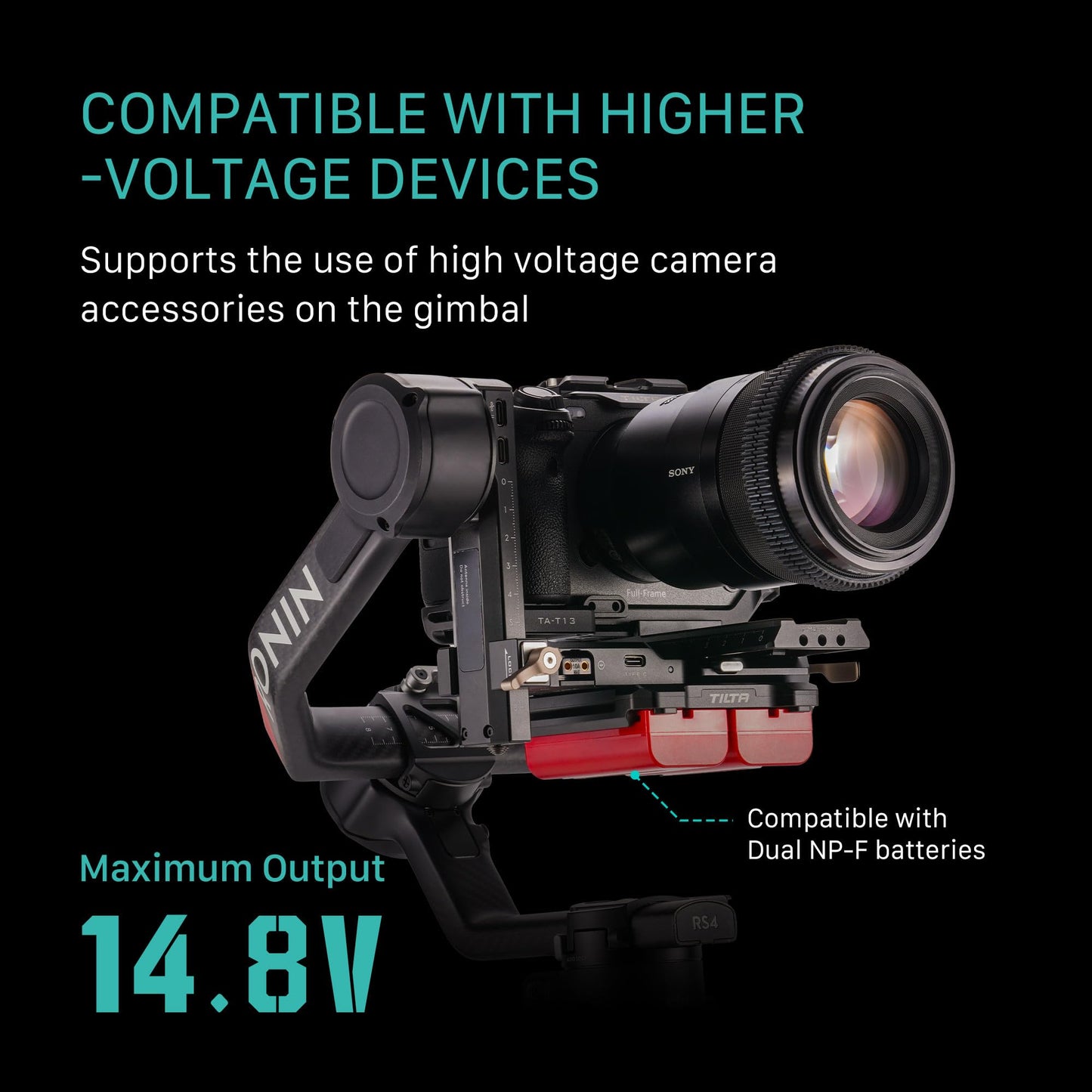 Tilta L Series (NP-F) Kit de placa de paso de alimentación de batería para DJI RS4 | Incluye grifos P de 14.8 V, un puerto Lemo de 2 pines y USB-C | Placas intercambiables | Funciona con RS2, RS3, RS3