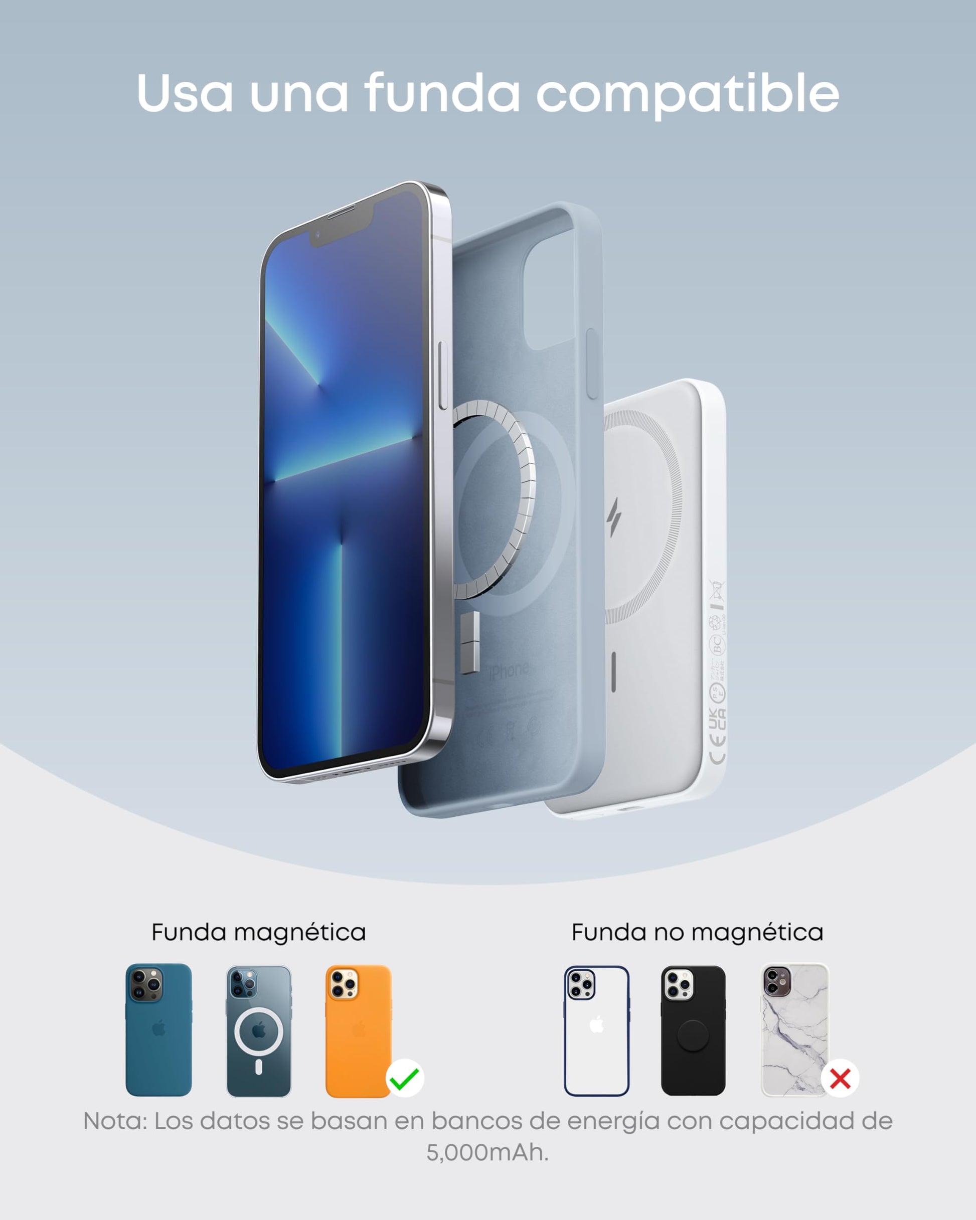 Cargador Portátil Anker 621 Magnético con Power Bank Inalámbrico de 5000 mAh Compatible MagSafe para iPhone 12/13/14/15/16