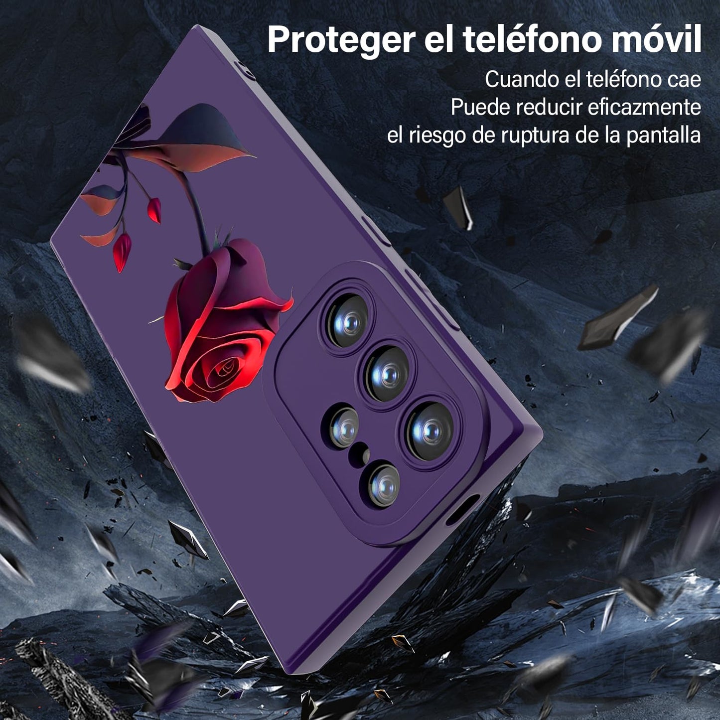 Threehao Funda para Samsung Galaxy S24 Ultra Case Uso Rudo, Ultra Delgado Flexible Silicona Púrpura Carcasa con Aesthetic Dibujos Flores, Antigolpes Anti-arañazos Protectora