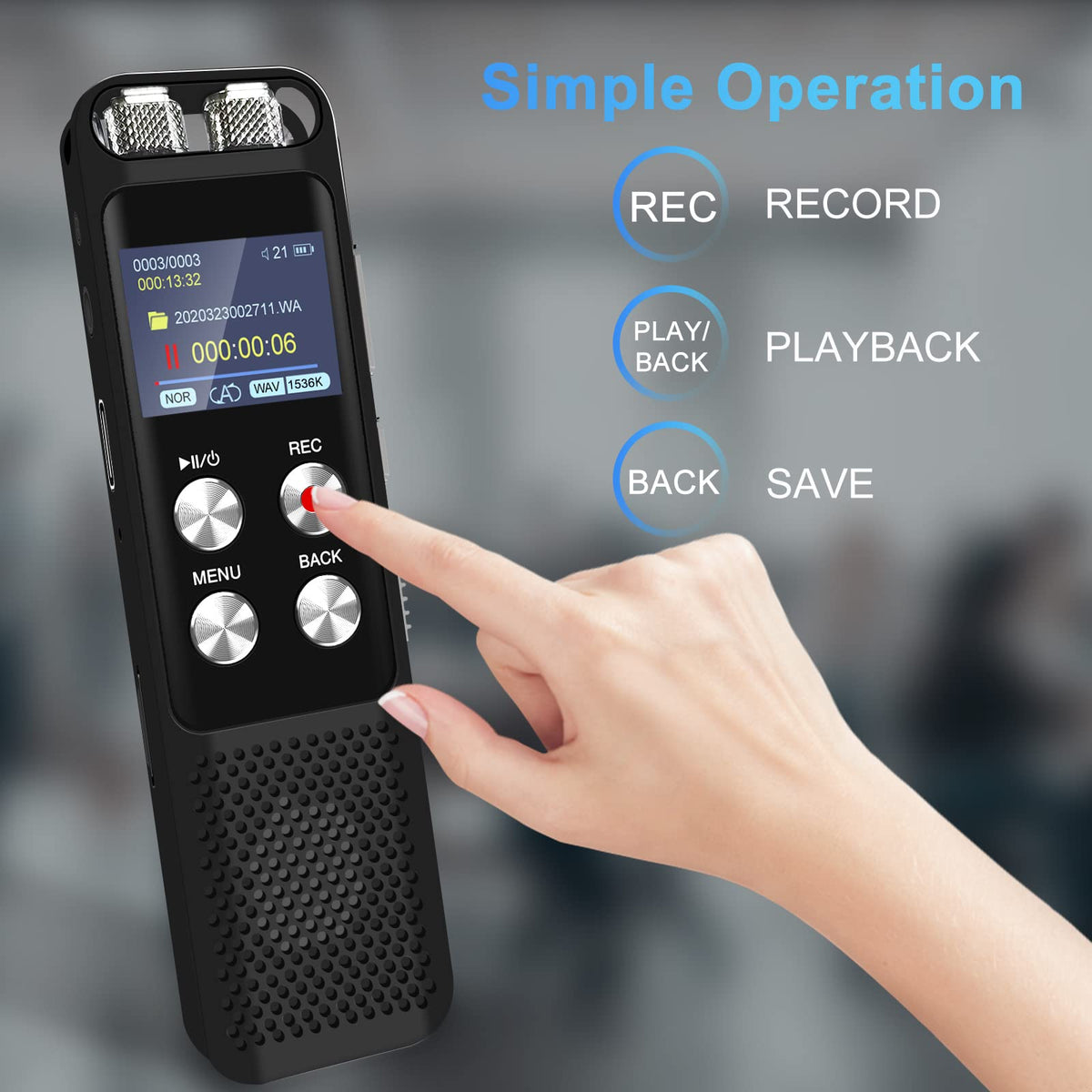 Grabadora de Voz Digital G 136GB con Reproducción y Contraseña para Conferencias y Reuniones