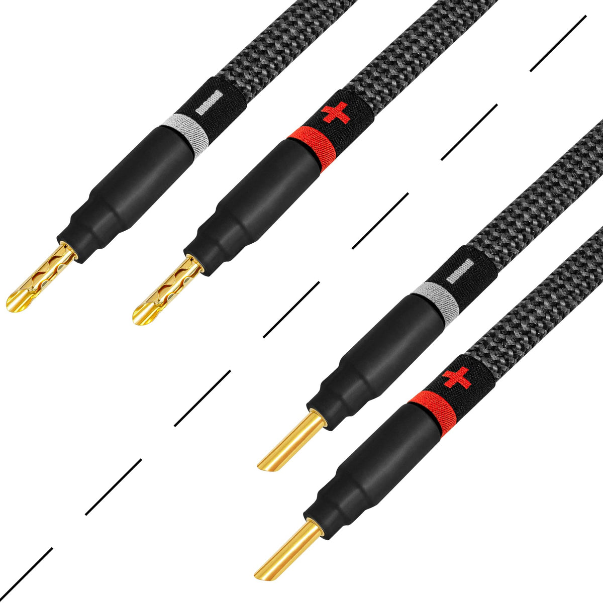 Cable de Altavoz WORLDS BEST CABLES Negro OFC para Alta Fidelidad con Enchufes Eminence Gold Plátano