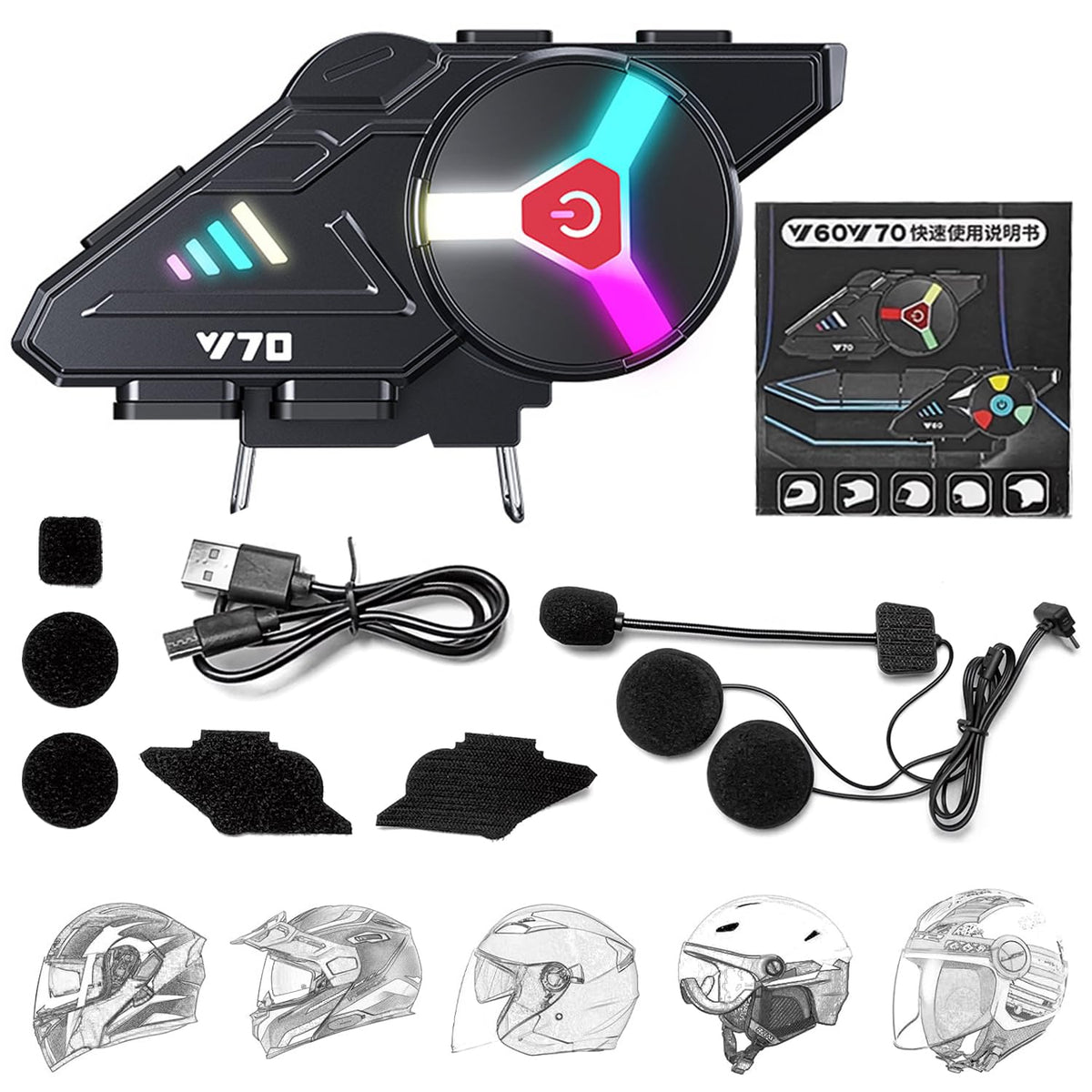 Auricular Bluetooth Motocicleta IP67 Negro Intercomunicado 5.3 Conexión Dual