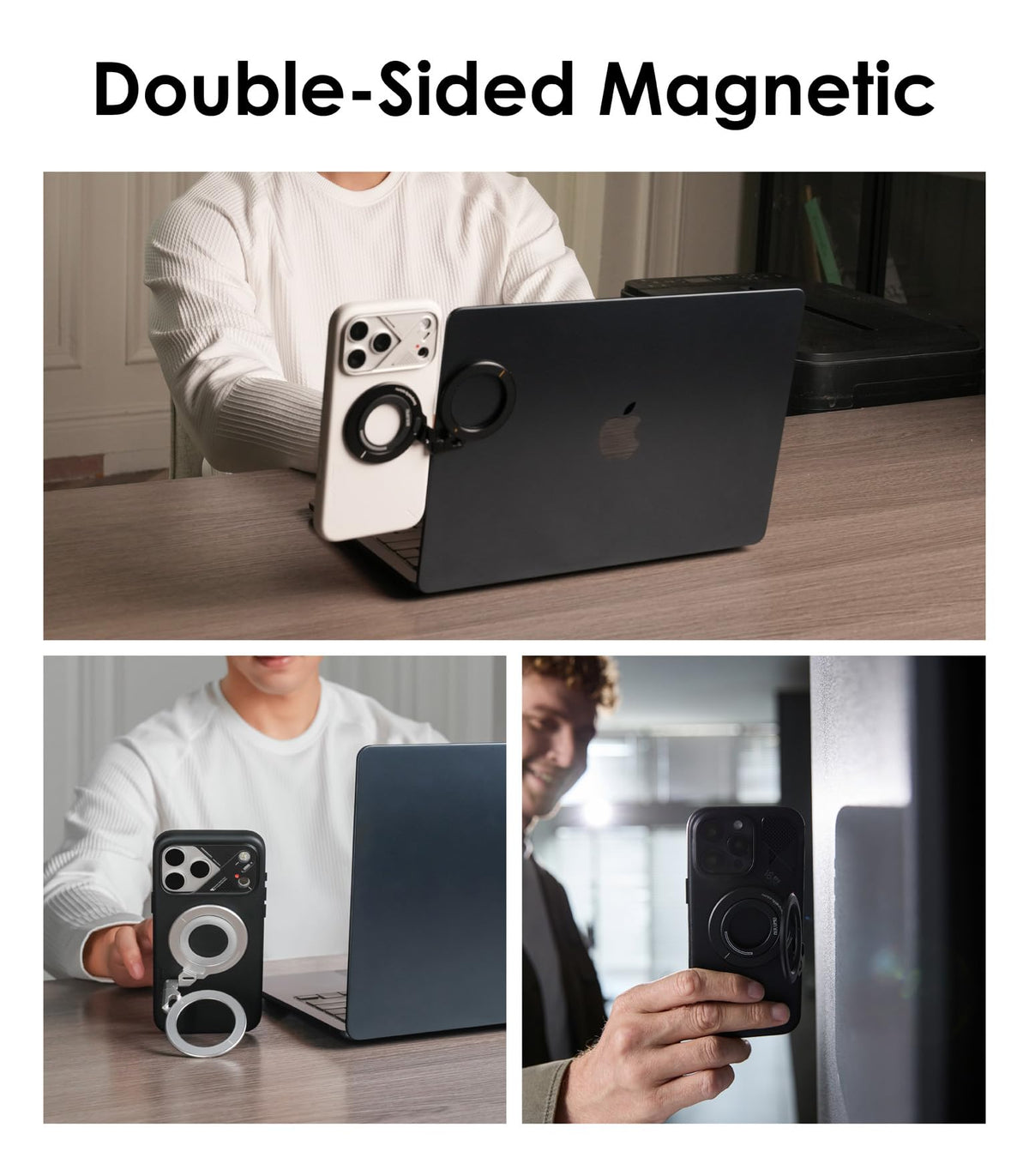 Anillo Magnético Aulumu G09 Omnidireccional Compatible MagSafe Aleación Aluminio Doble Cara