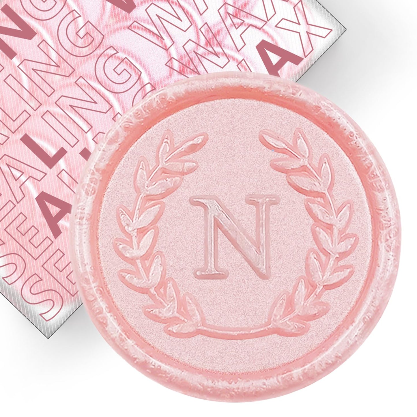 25 calcomanías adhesivas de cera con letra N rosa, hechas a mano, sin necesidad de sello, etiquetas adhesivas de cera para invitaciones de boda, sobres, regalo de Navidad