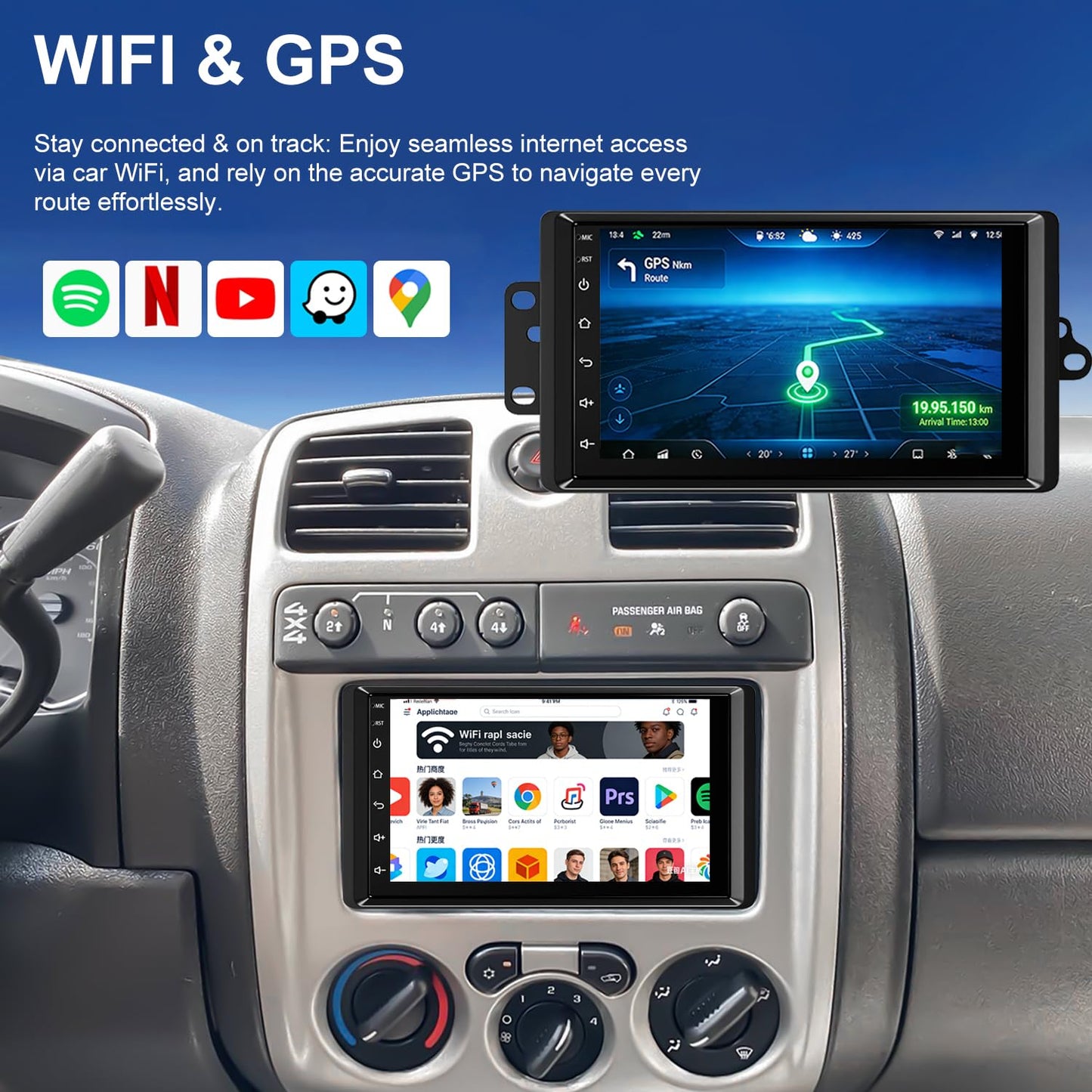 Radio WiFi 5G para Chevrolet Colorado 2004-2012, Chevy Express 2001-2007, Impala 2000-2005, GMC Savana 2002-2008, Canyon 2004-2012, estéreo 7 pulgadas, CarPlay, Android Auto, GPS, cámara, FM Bluetooth