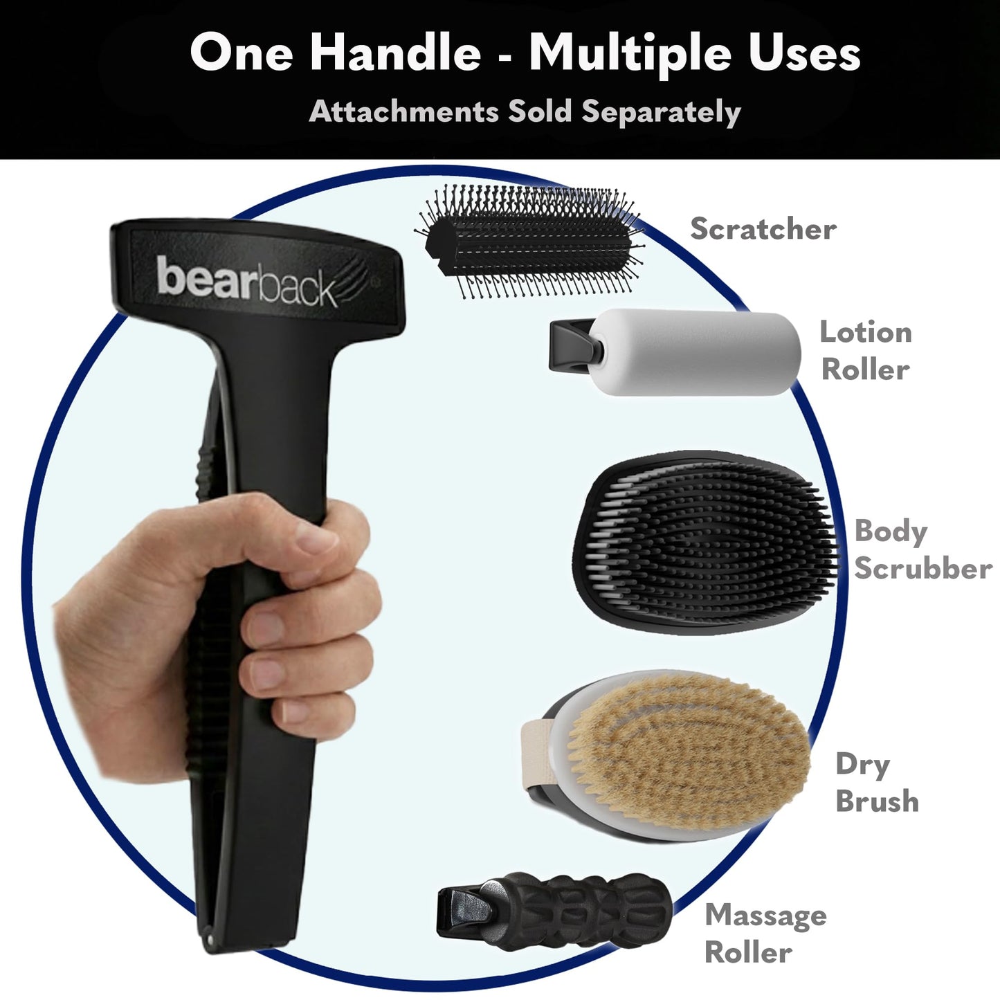 bearback- Afeitadora de espalda y cuerpo Bearback para hombres: mango plegable de largo alcance de primera calidad con triple cuchilla giratoria H