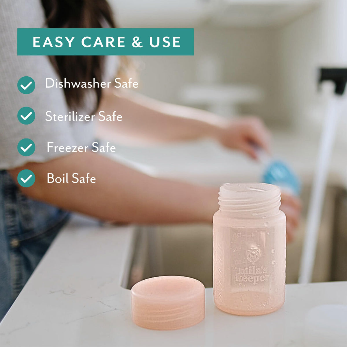 Mila's Keeper - Botellas de almacenamiento de leche materna de silicona premium, para bombeo, almacenamiento y alimentación, se adapta a bombas y pezones líderes, recipientes de almacenamiento de