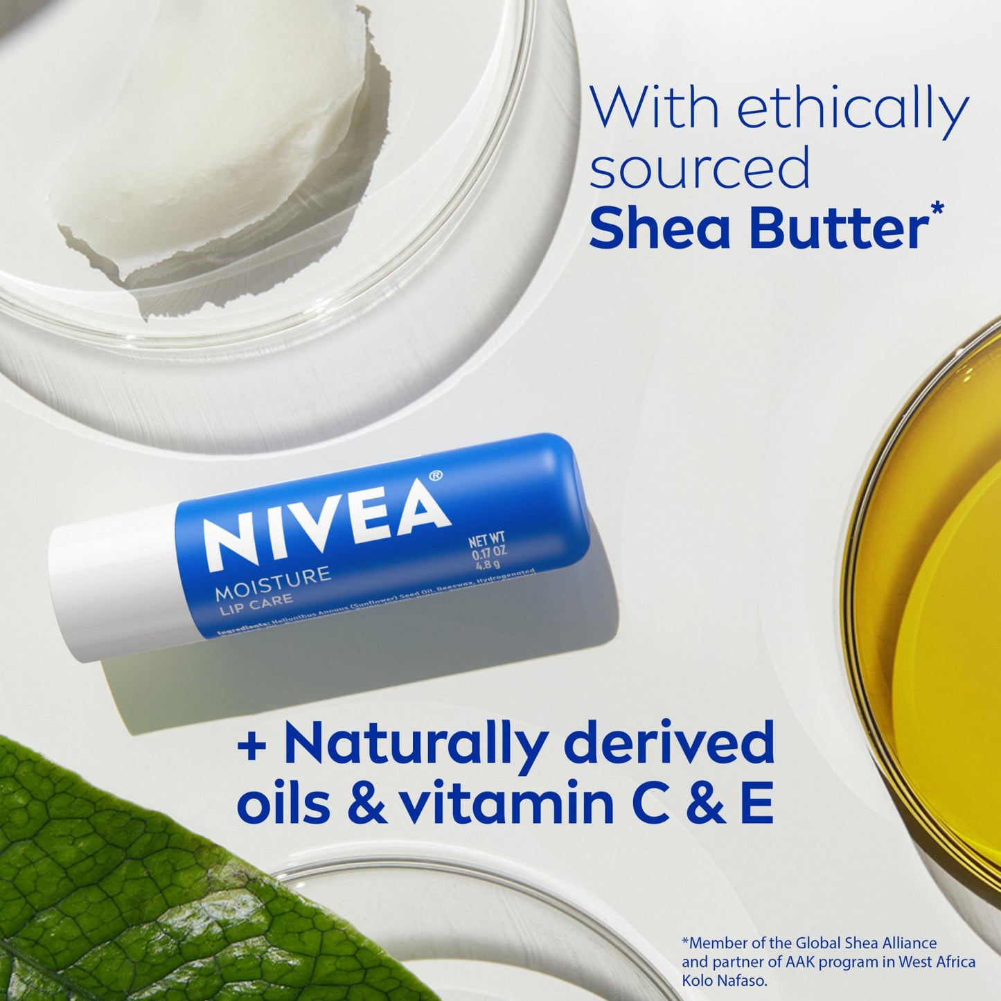 NIVEA Moisture Lip Care - Unisex Intensively Moisturizing Balm - 0.17 oz, Pack Of 4