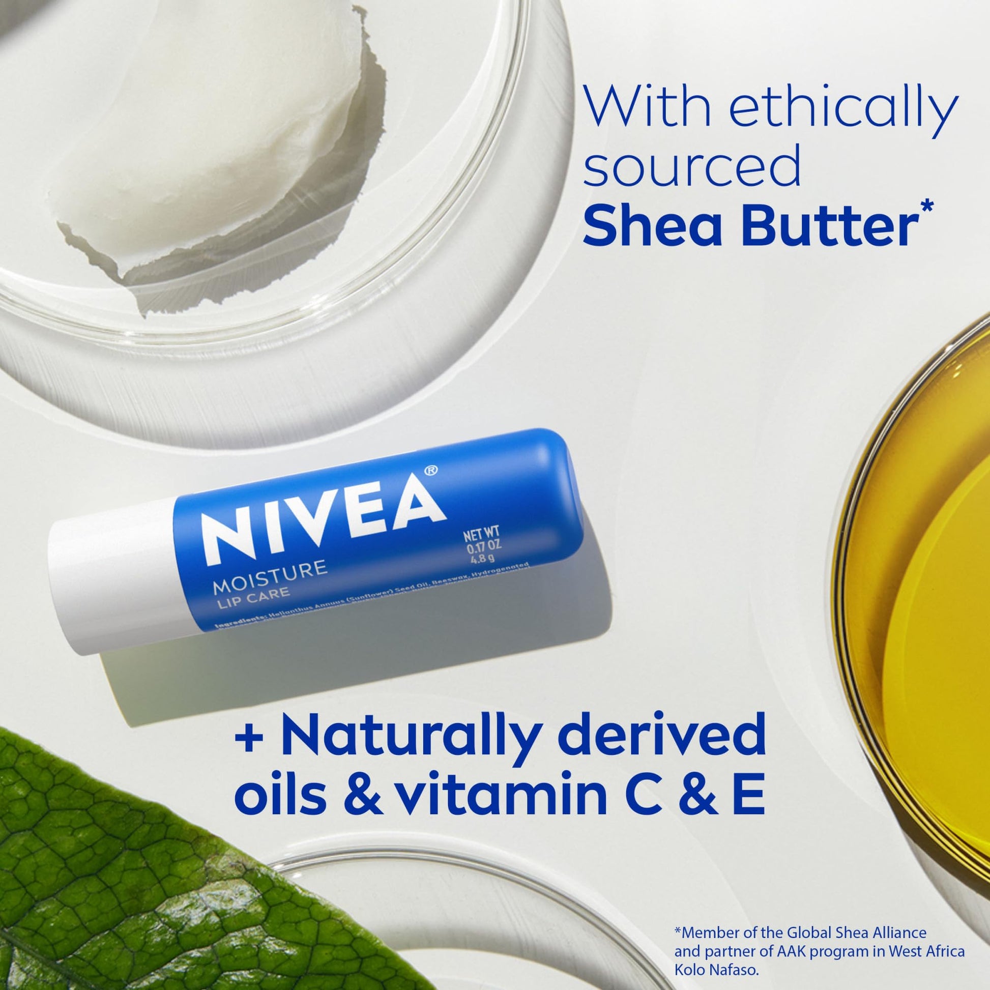 NIVEA Moisture Lip Care - Unisex Intensively Moisturizing Balm - 0.17 oz, Pack Of 4