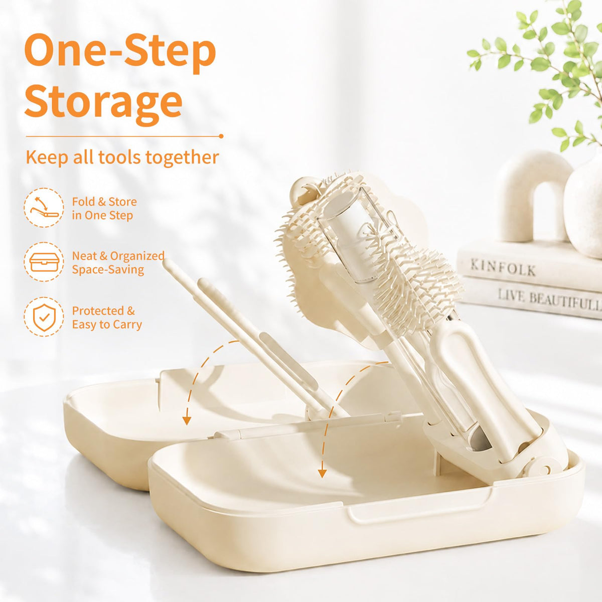 Momcare 6 en 1 cepillo para polvo de silicona para biberones con estante de