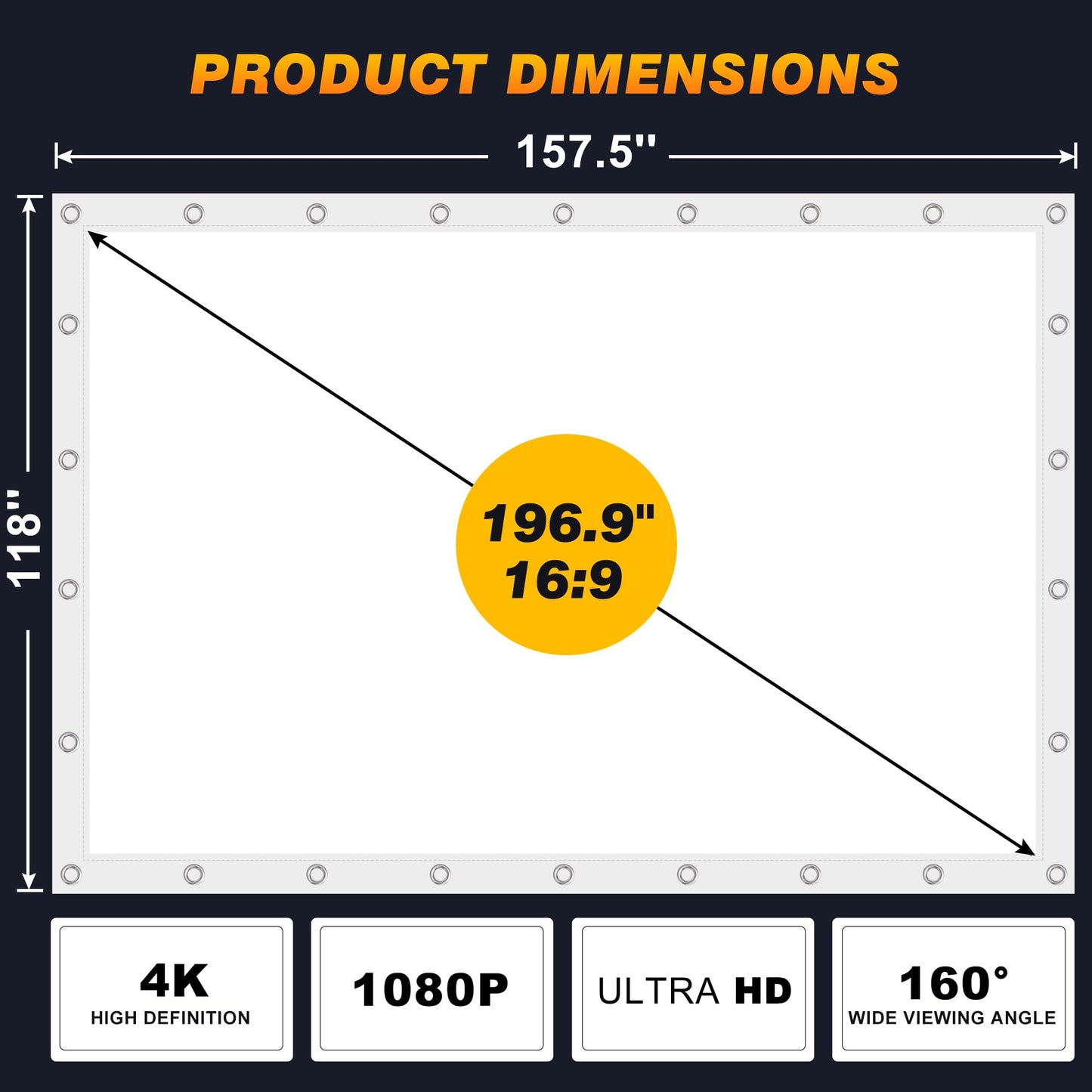 Aerixtron - visualización de proyector de malla de aire 3D de 16.4 pies, visualización portátil 4K 16:9, pantallas de impacto de simulador de golf profesional para cine en casa al aire última
