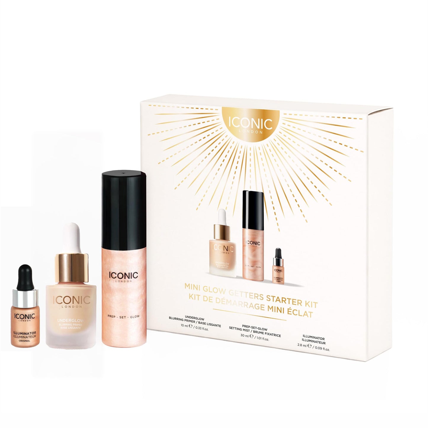 ICONIC LONDON Kit de inicio Mini Glow Getters | Tamaño de viaje, juego de 3 piezas